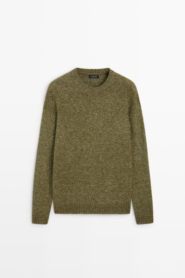 Flecked cotton-blend knit sweater — GREEN 2
