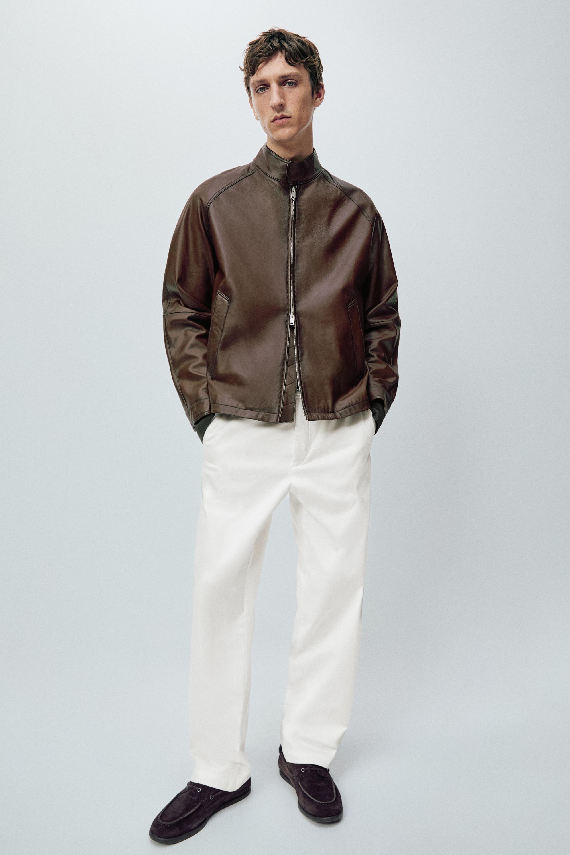 Nappa leather high-neck jacket — LEATHER