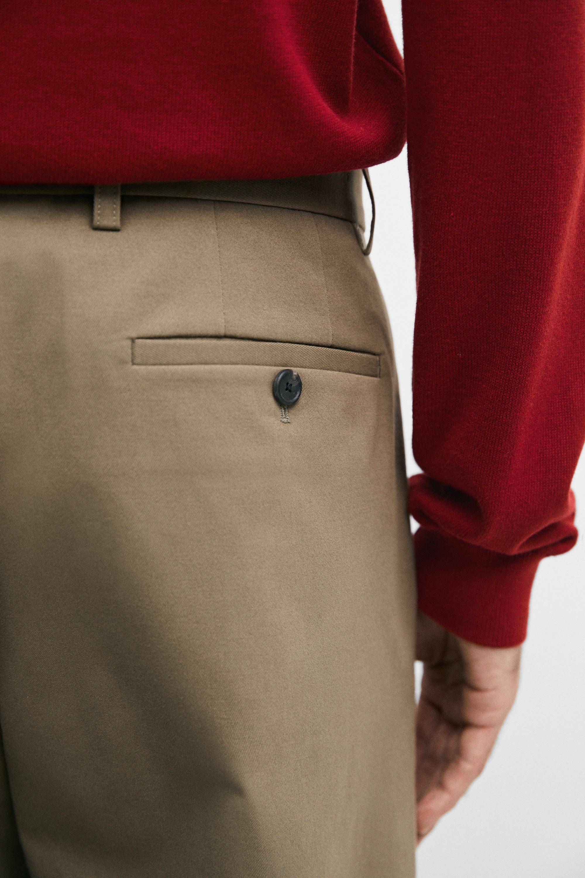 Cotton blend straight-leg pants — MINK