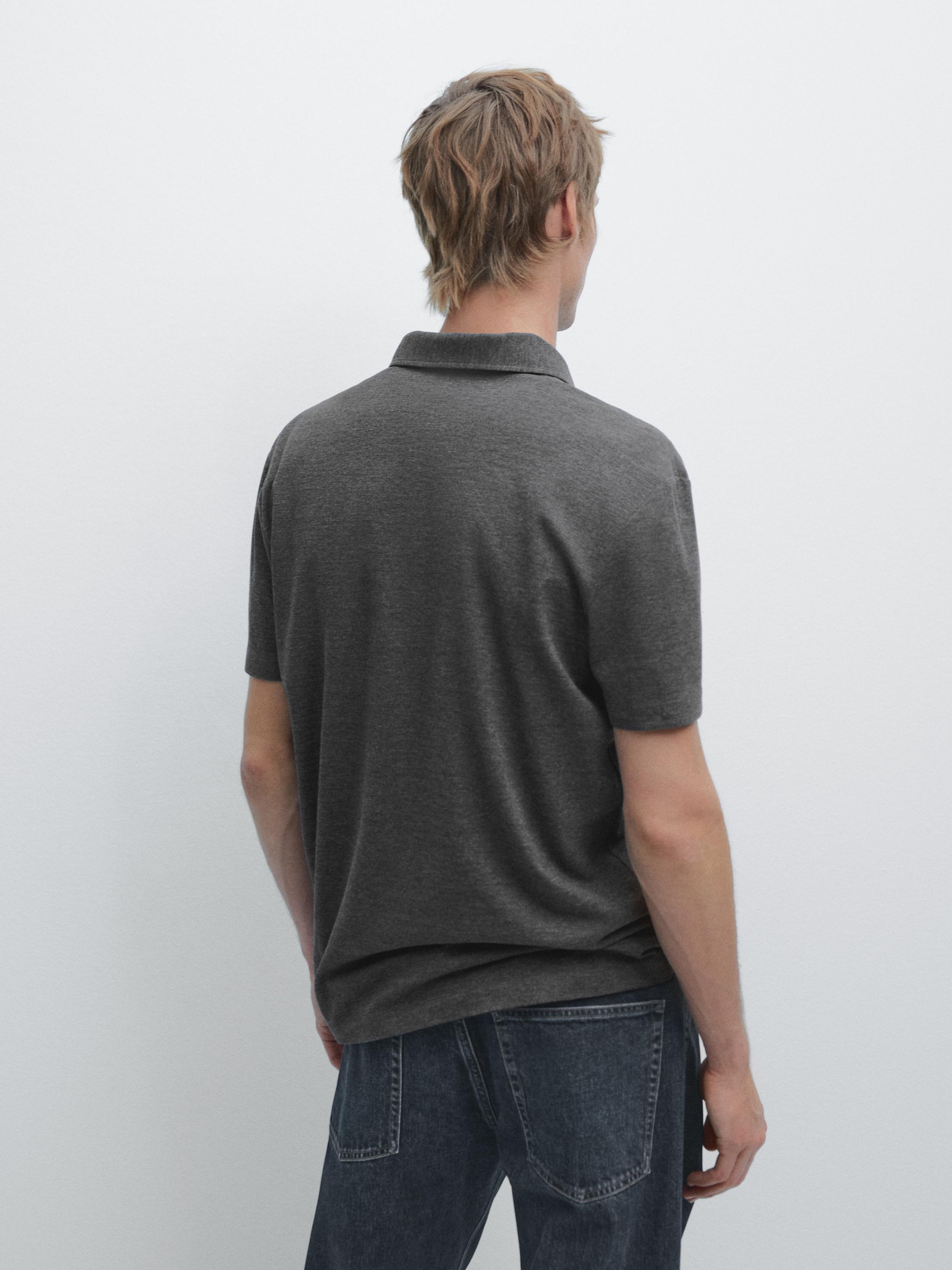 Short sleeve cotton polo shirt — ANTHRACITE GREY