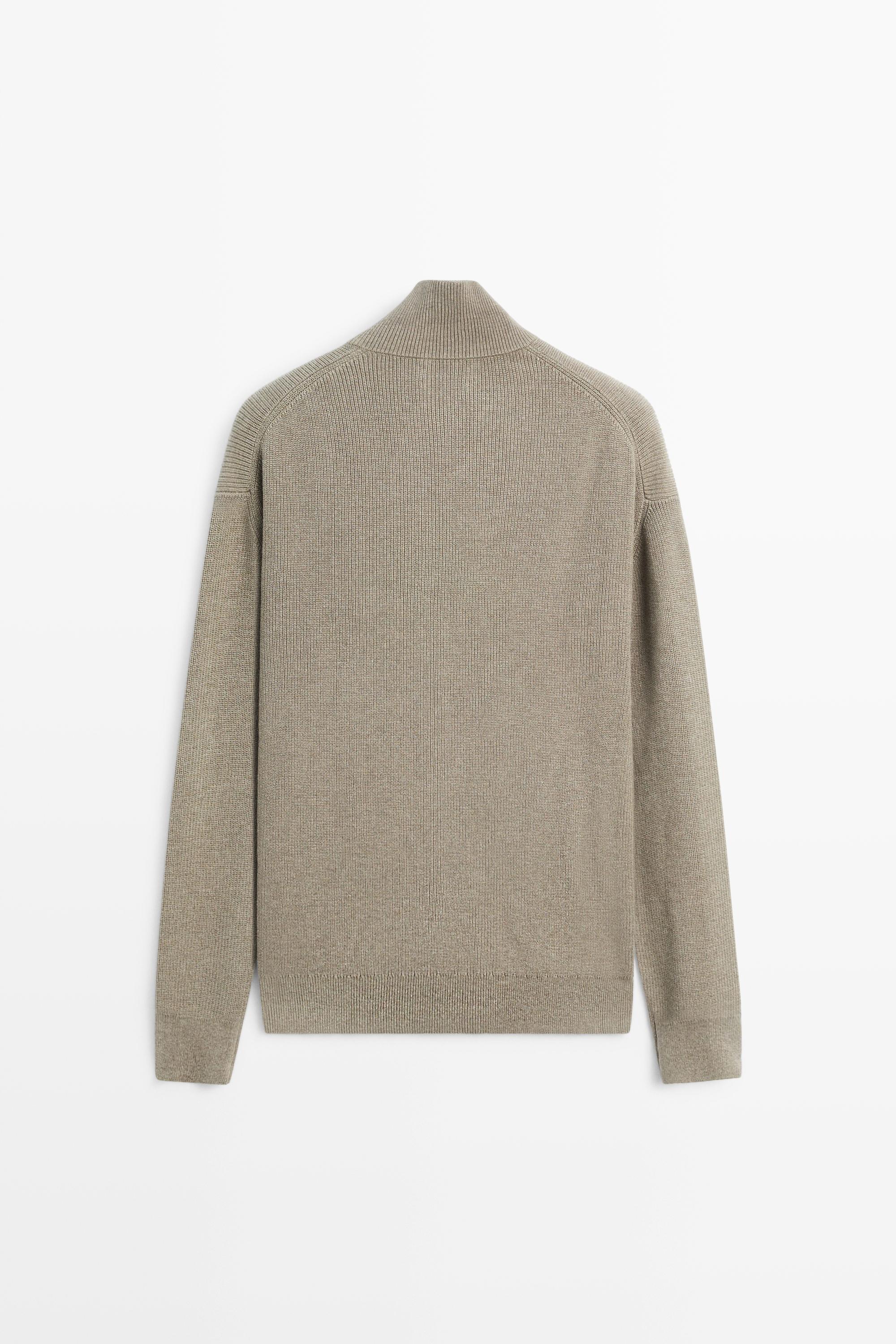 100% cotton ribbed knit cardigan — MARINE GREEN