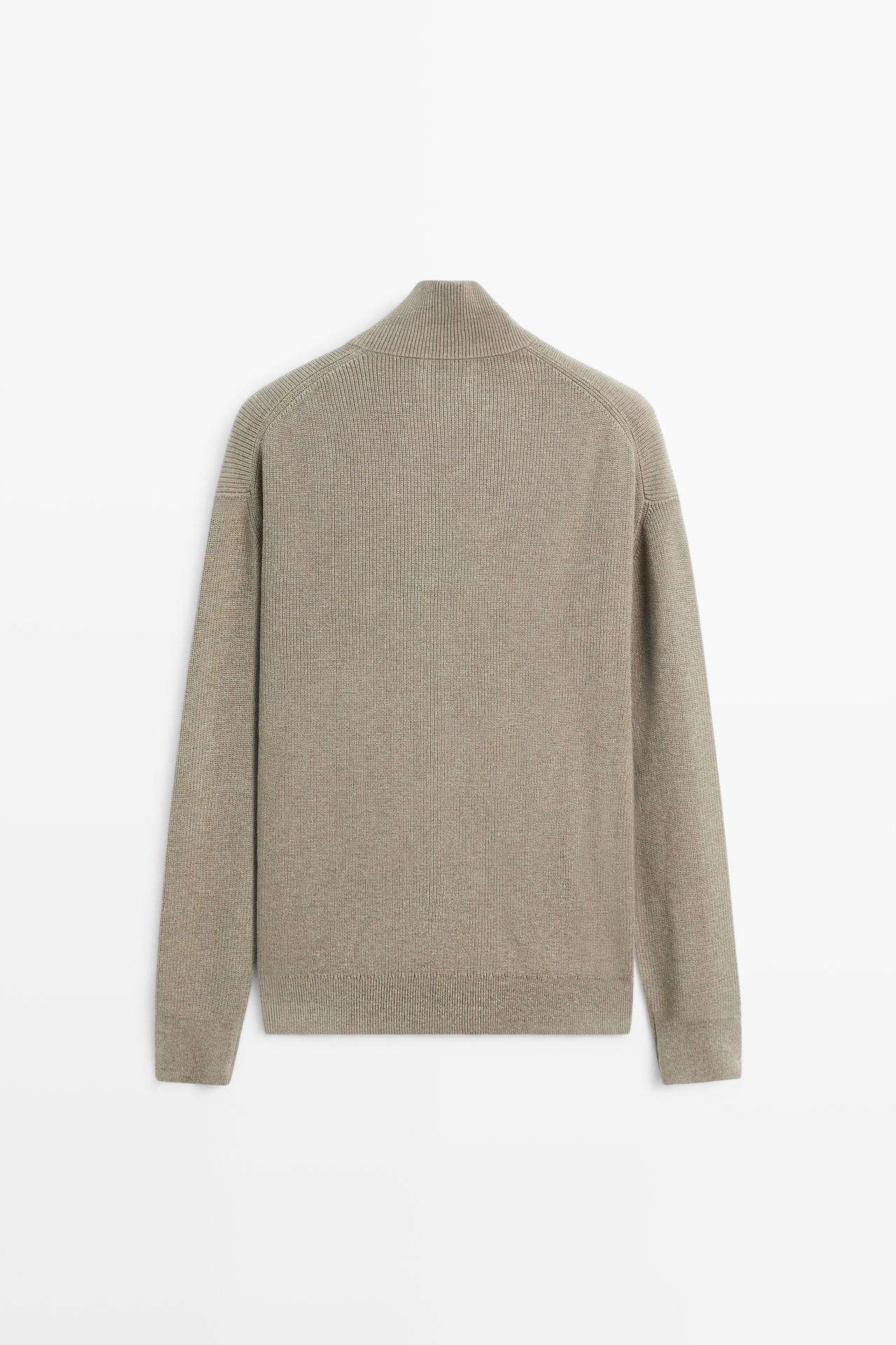 100% cotton ribbed knit cardigan — MARINE GREEN
