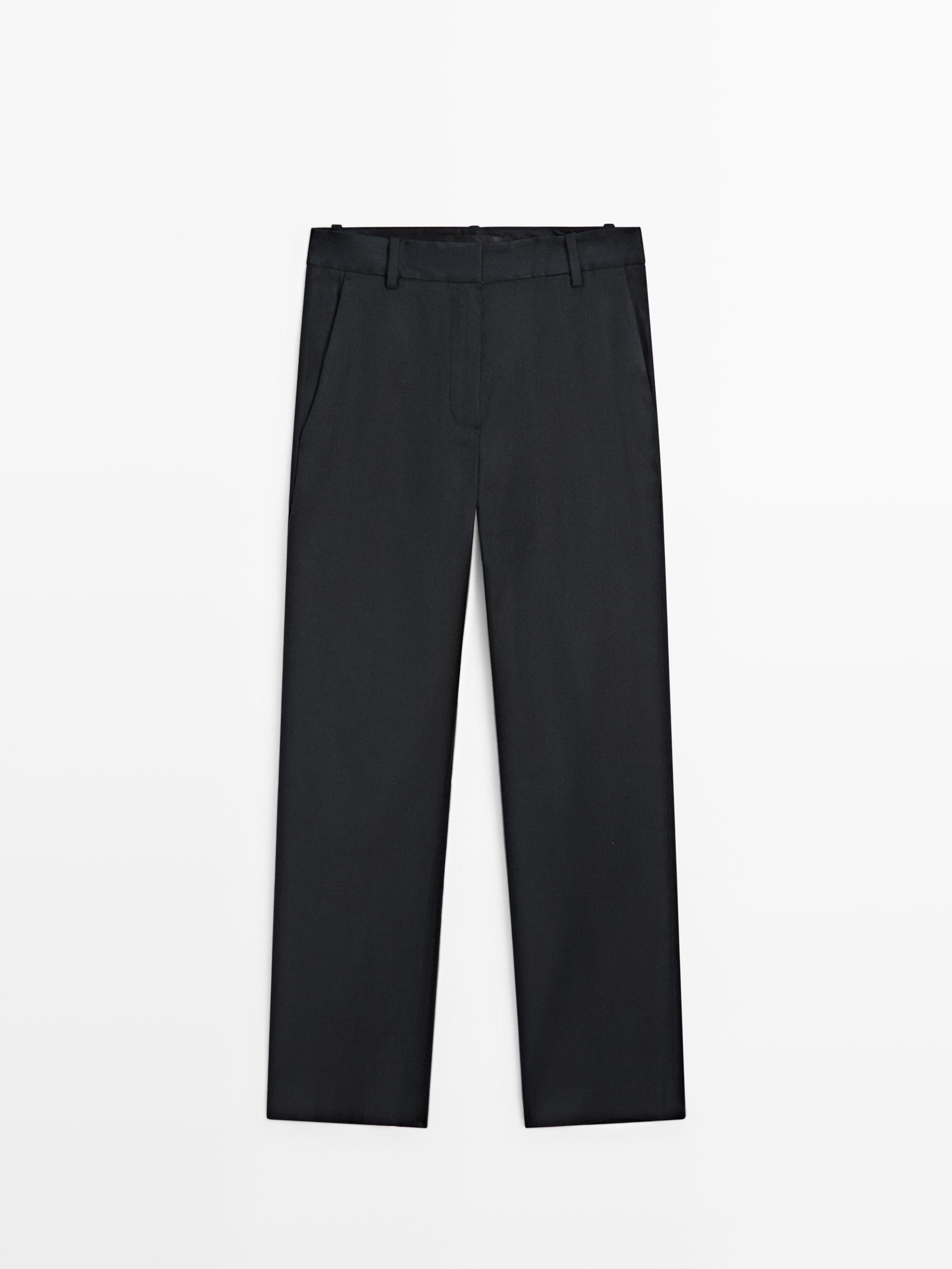 pantalon droit  en lin
