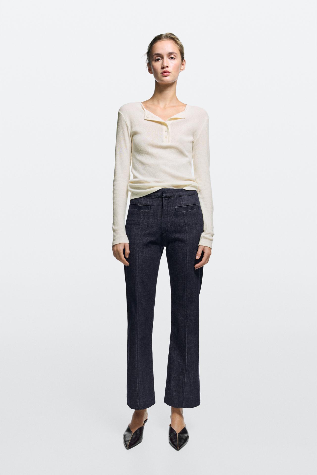 Flare-fit jeans with pocket detail — DARK BLUE
