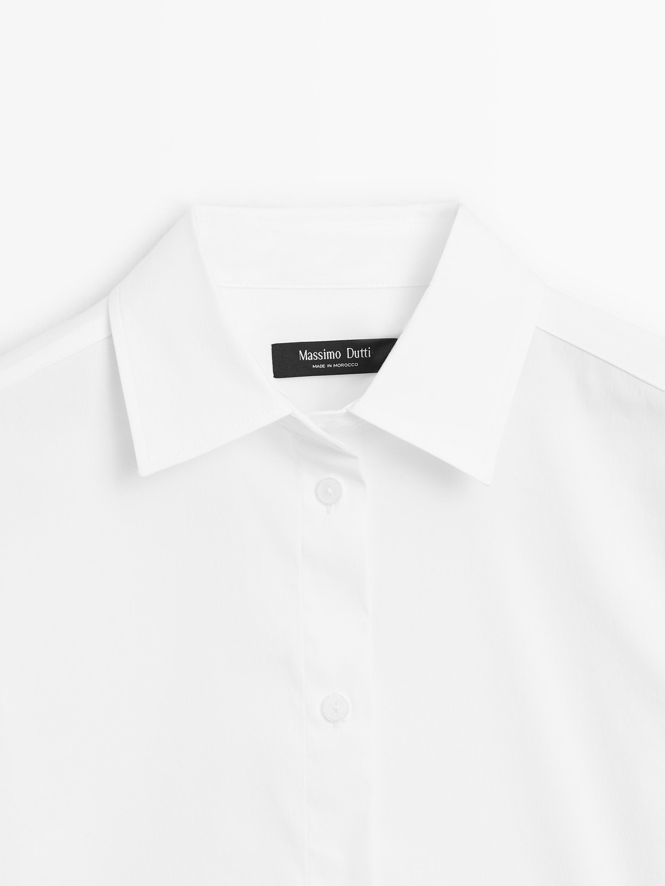 Cotton blend stretch shirt — WHITE