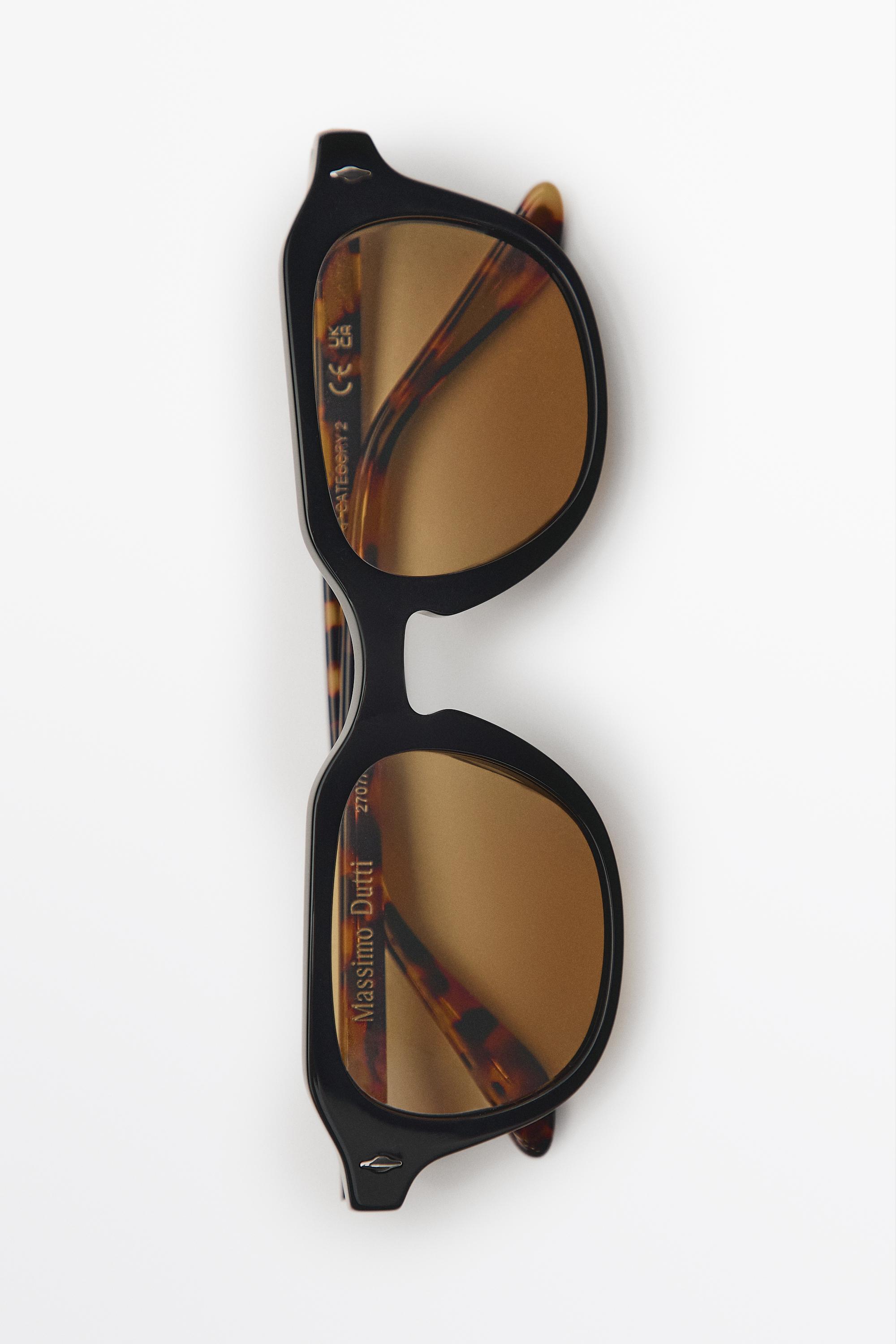 Round resin sunglasses — DARK GREY