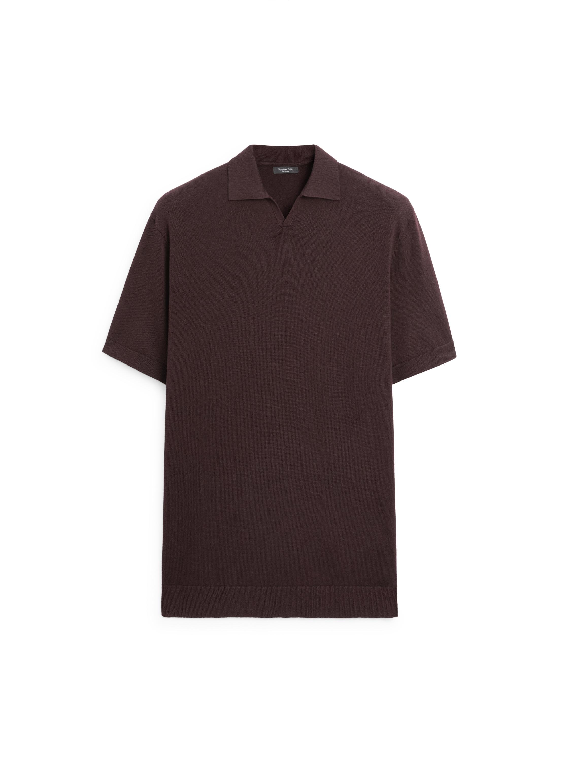 Cotton blend knit polo sweater — BURGUNDY