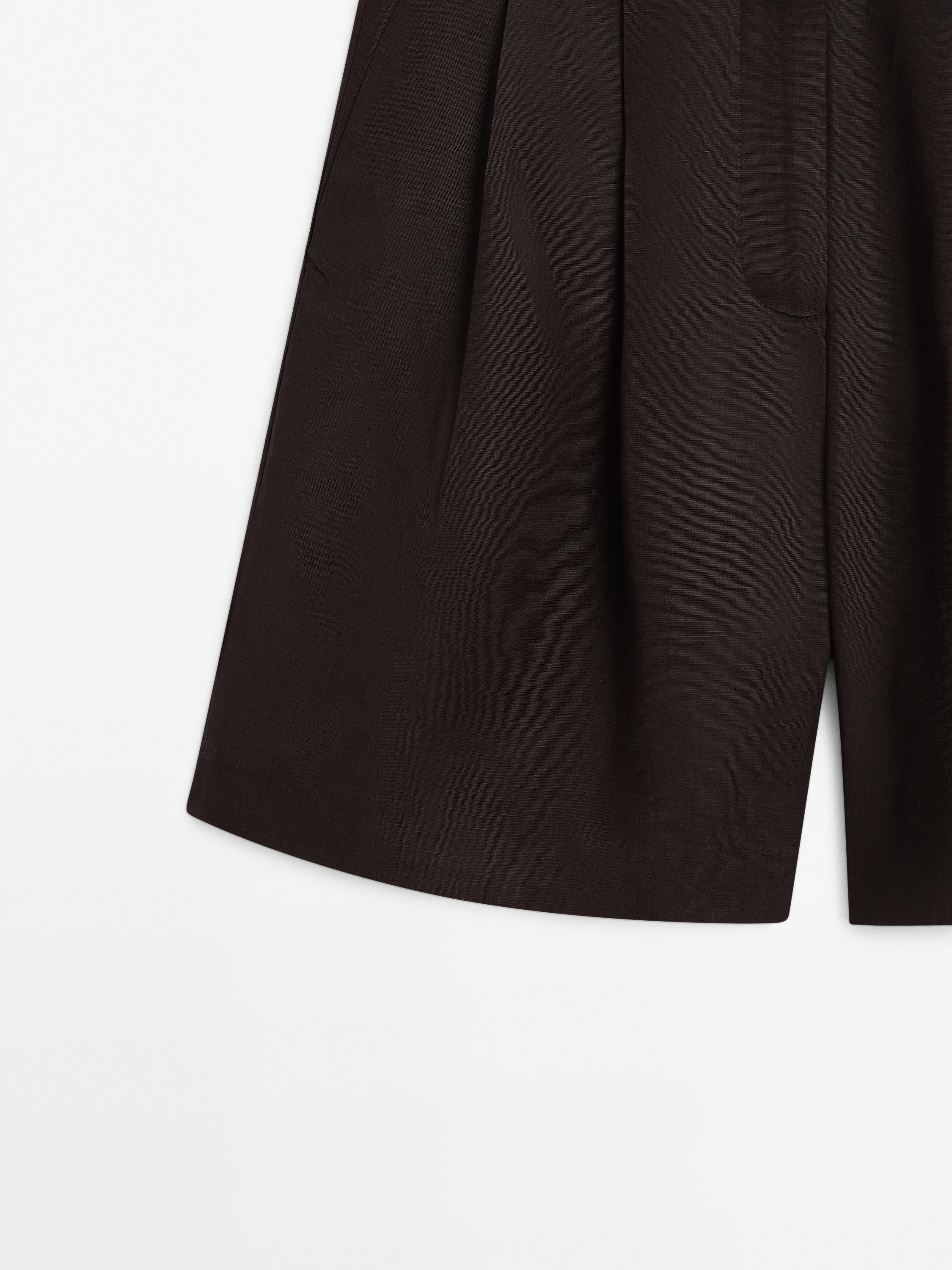 Pleated Bermuda shorts · Black, Brown · Dressy | Massimo Dutti