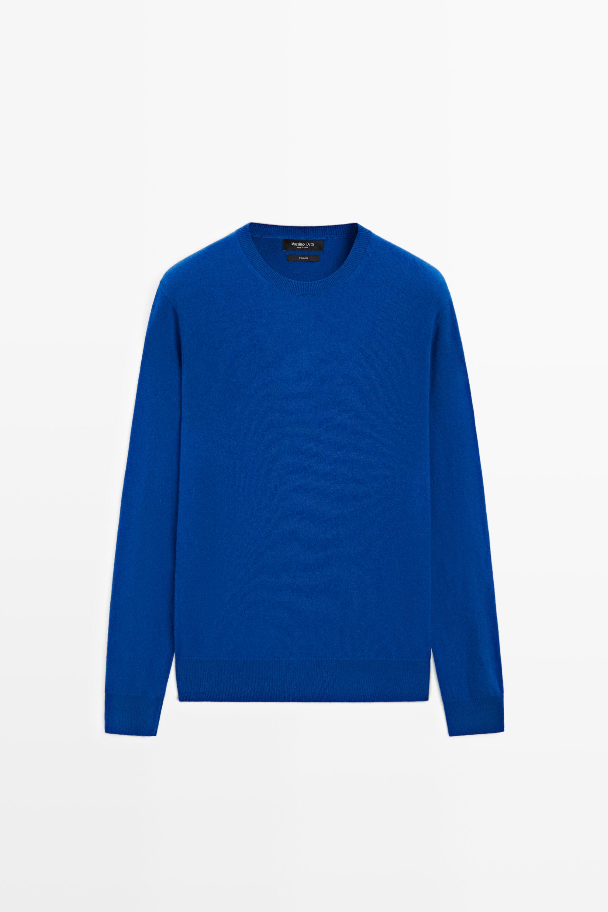 100% cashmere ribbed knit sweater — Blue