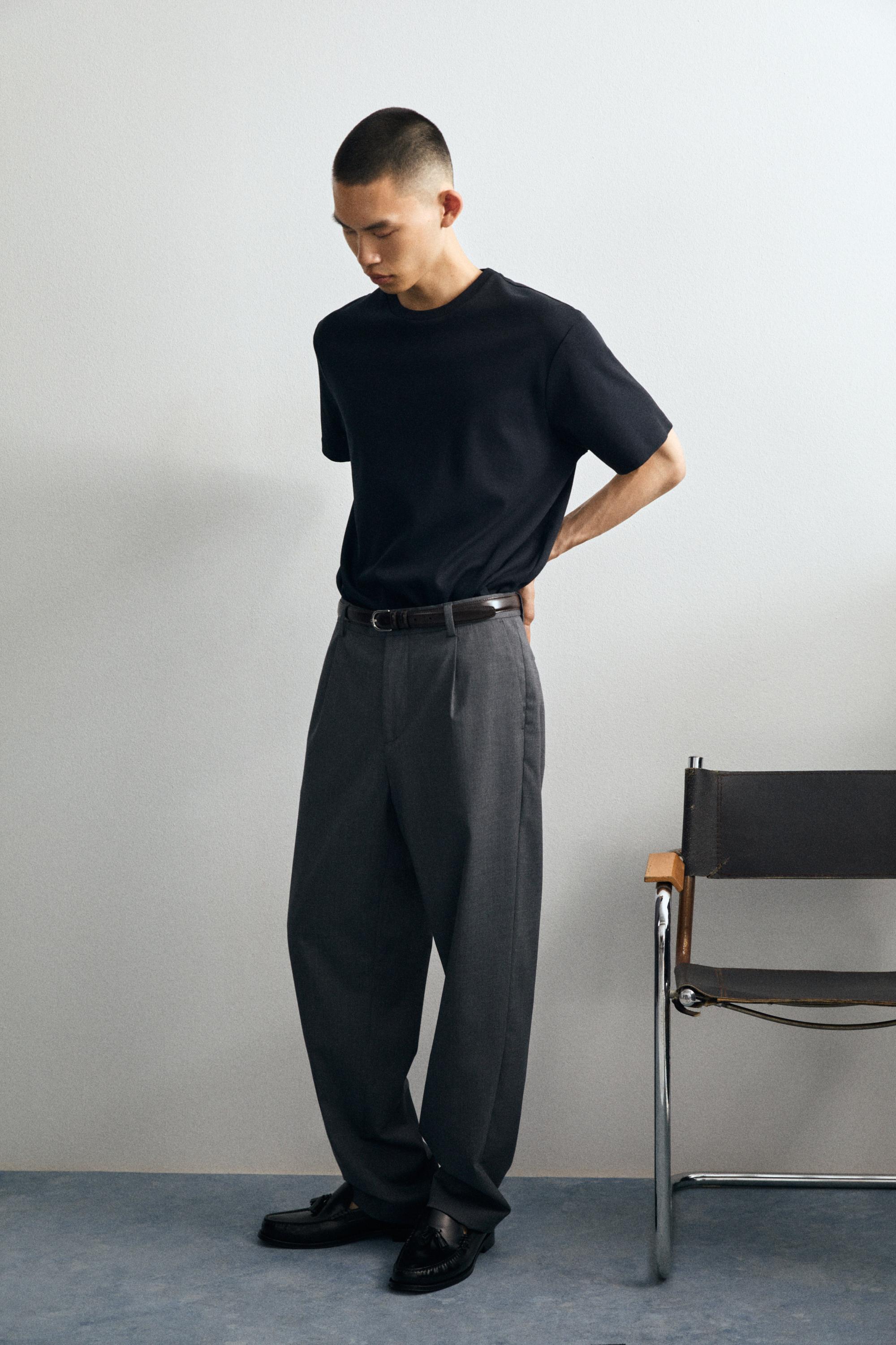 Wool blend cool wool darted pants — MEDIUM GREY
