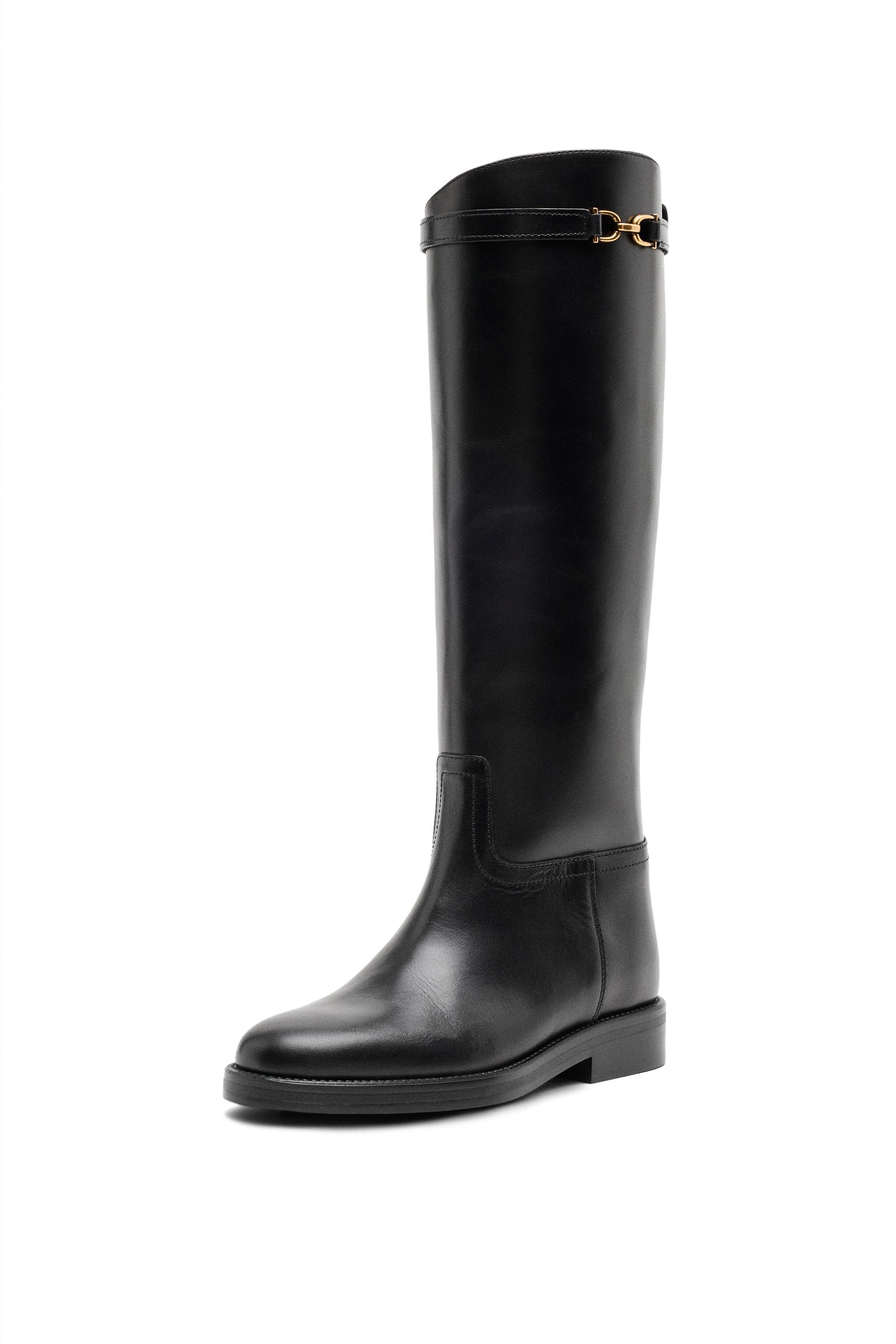 Leather riding boots — BLACK