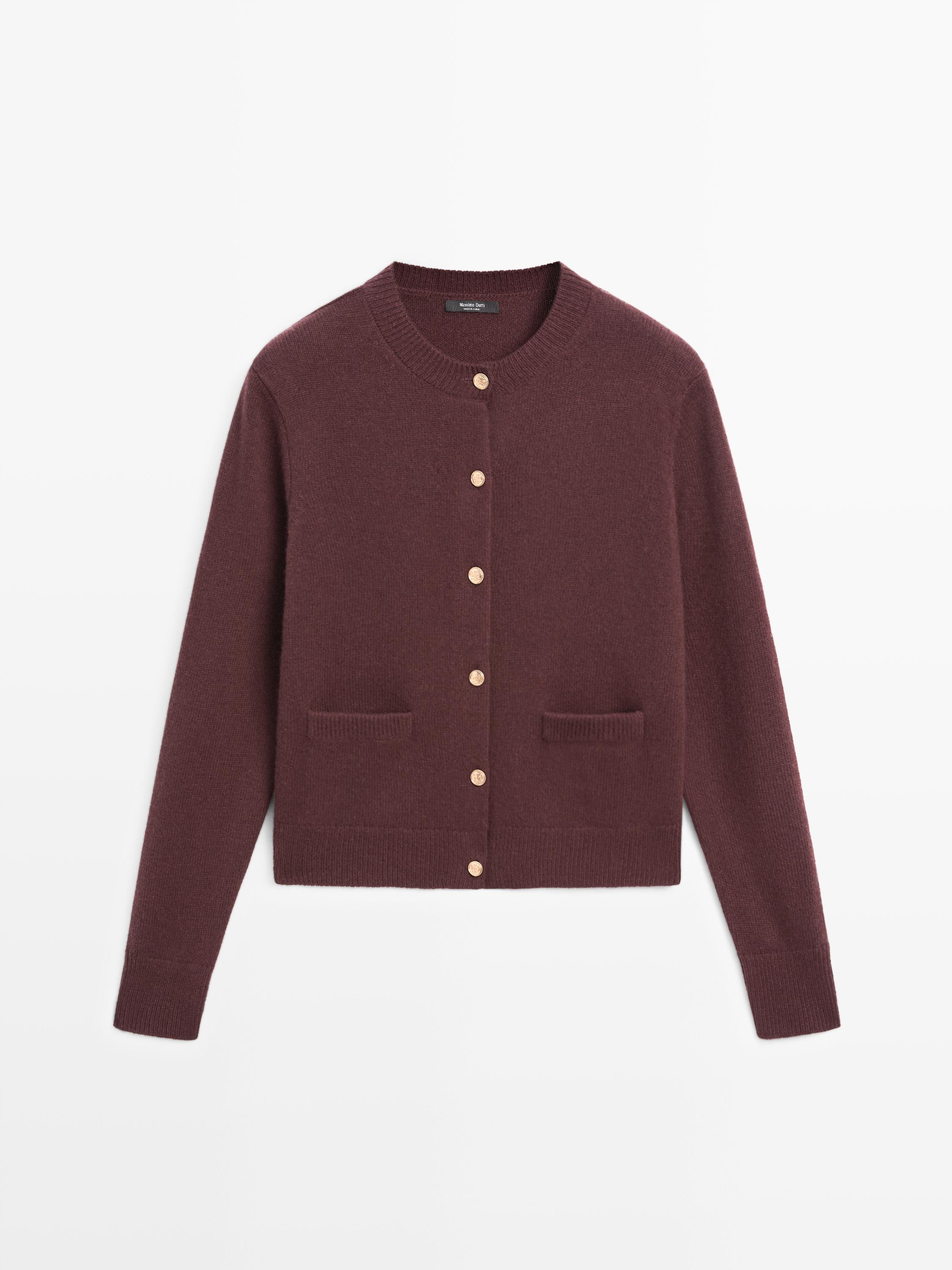 Knit cardigan with gold buttons