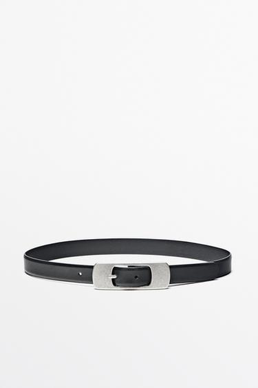 Nappa leather belt with flat buckle — BLACK 1