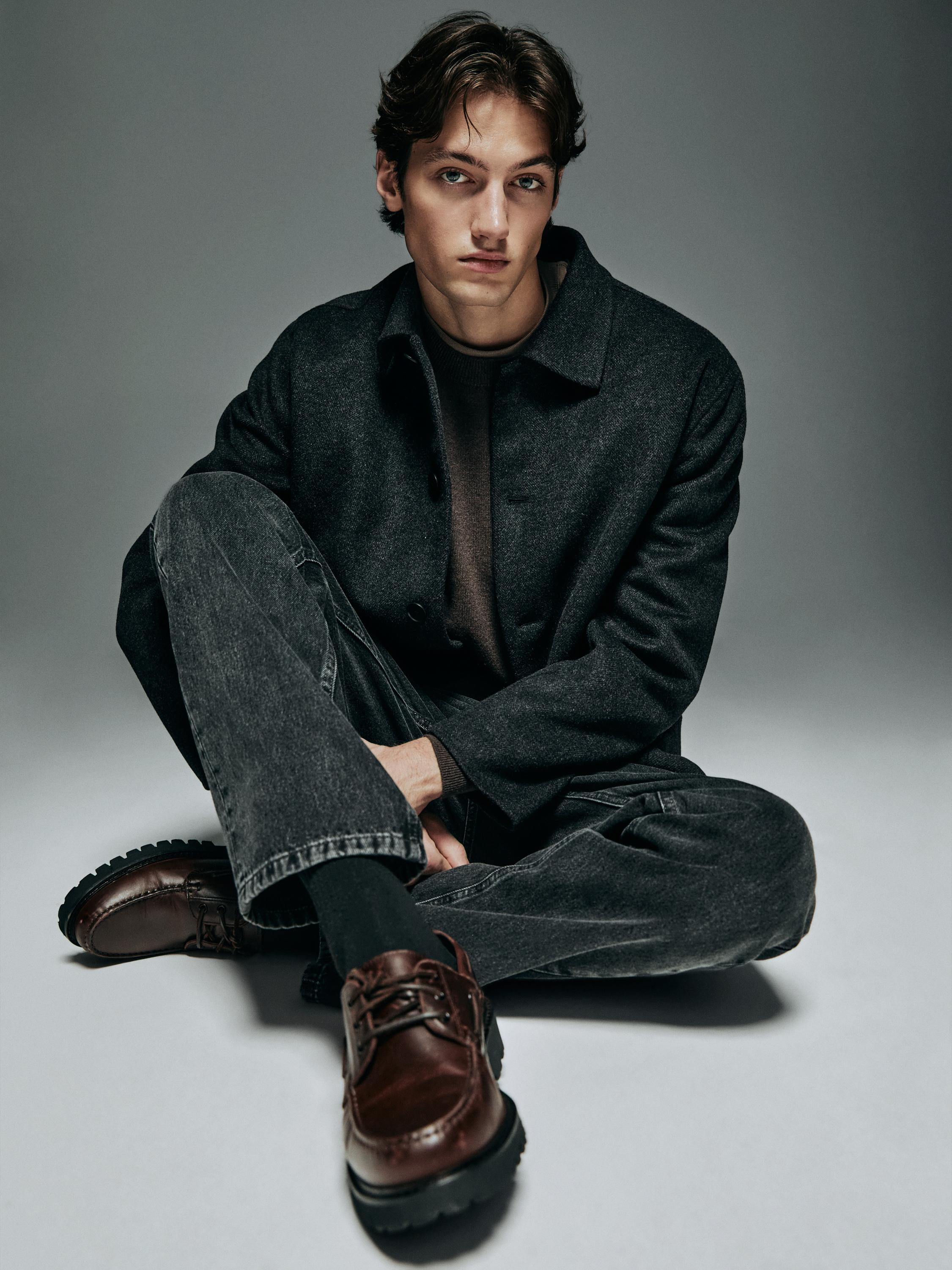 Mokasinak, arkume-larruzkoak, track zolarekin