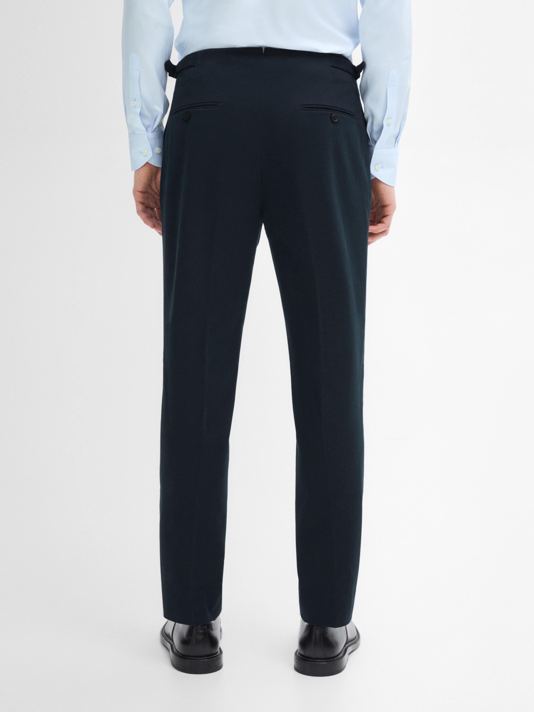 Cotton blend regular fit trousers