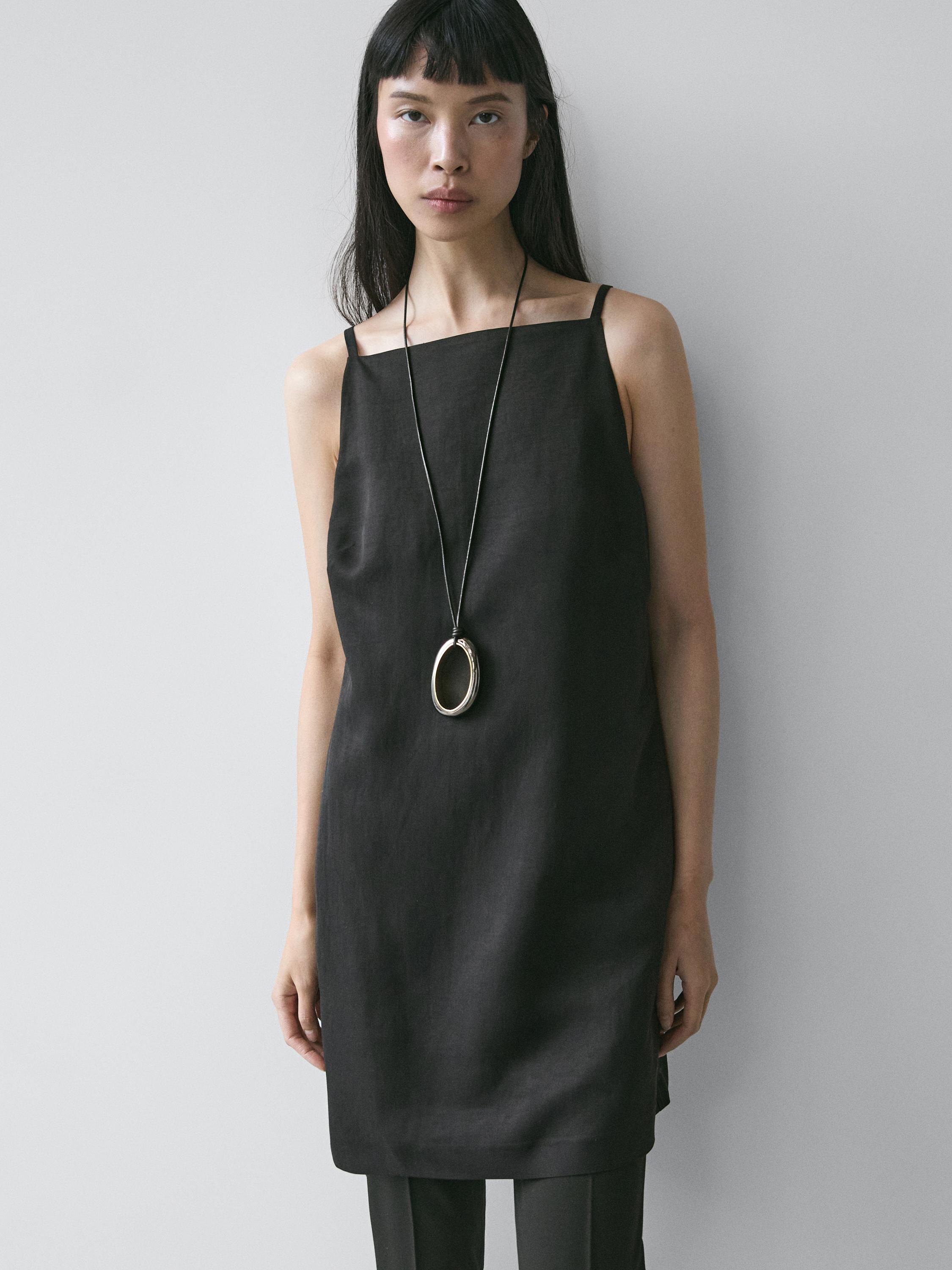 Thin strap mini dress — BLACK