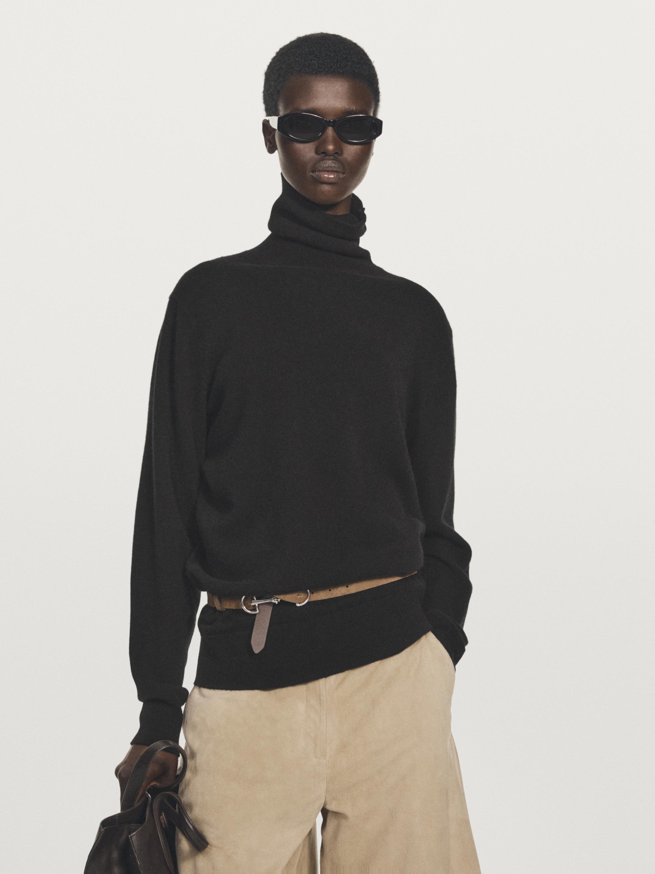 Pull à col roulé en maille 100 % cachemire