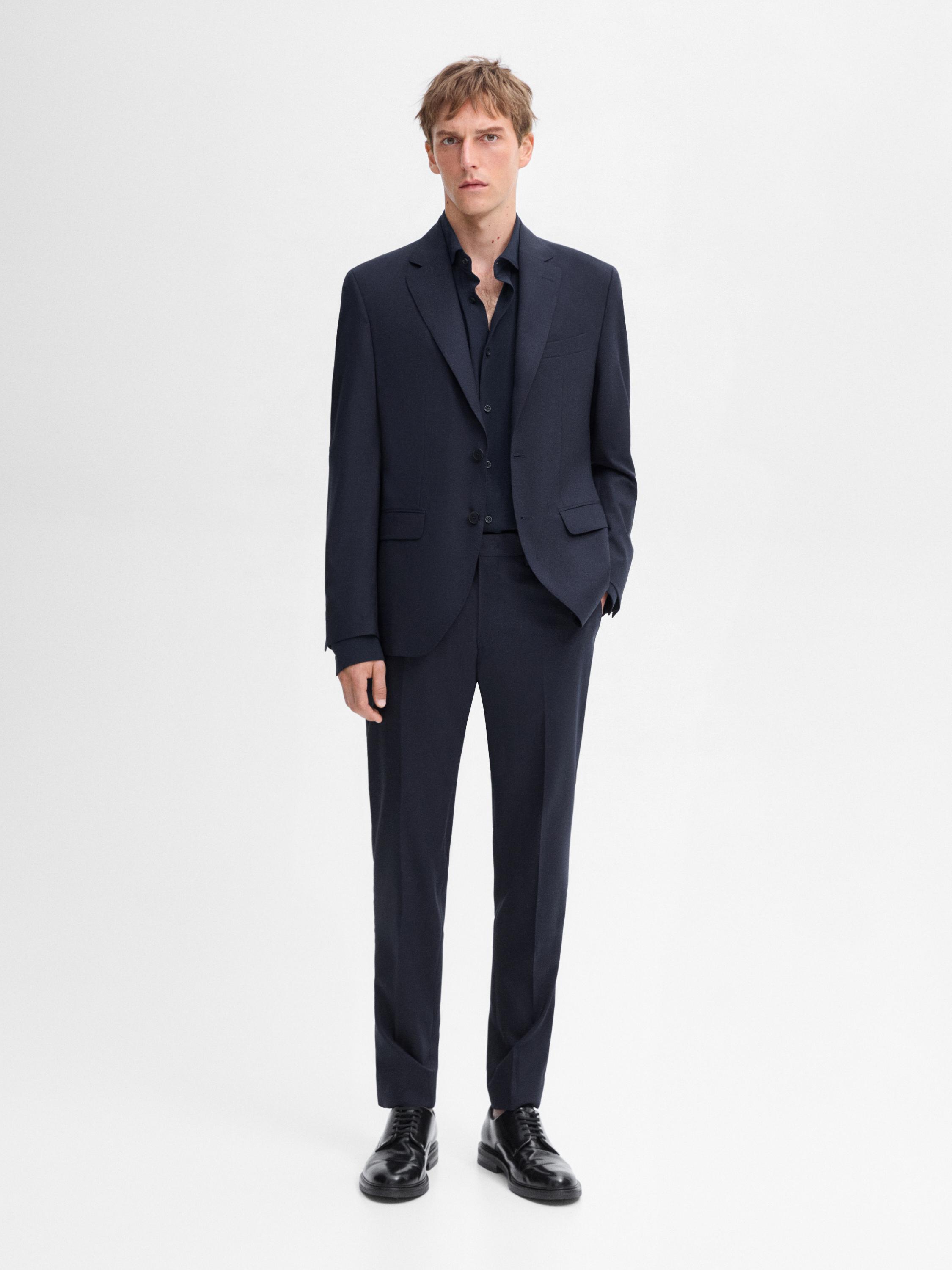 False plain wool suit trousers