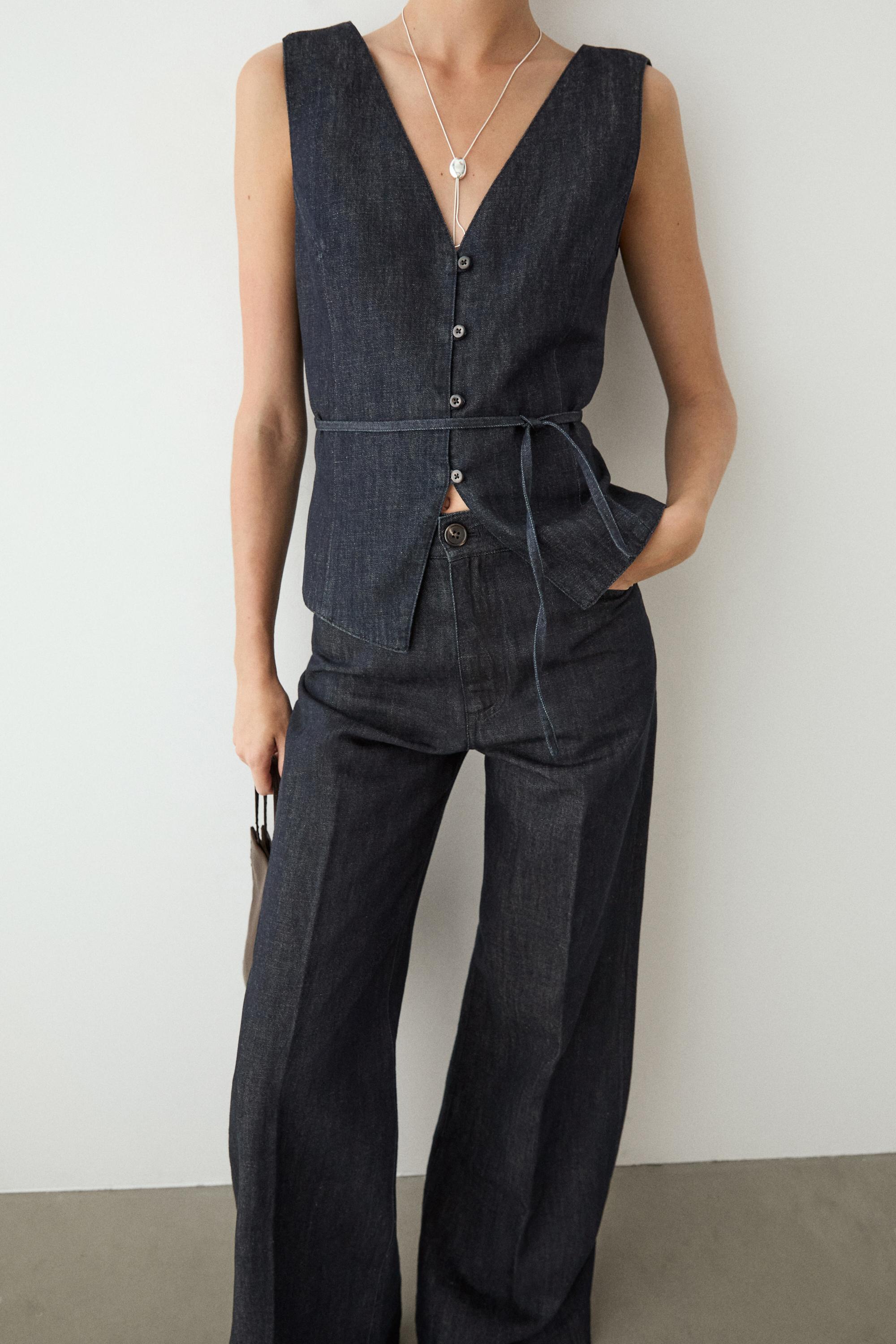 Total look denim vest — DARK BLUE