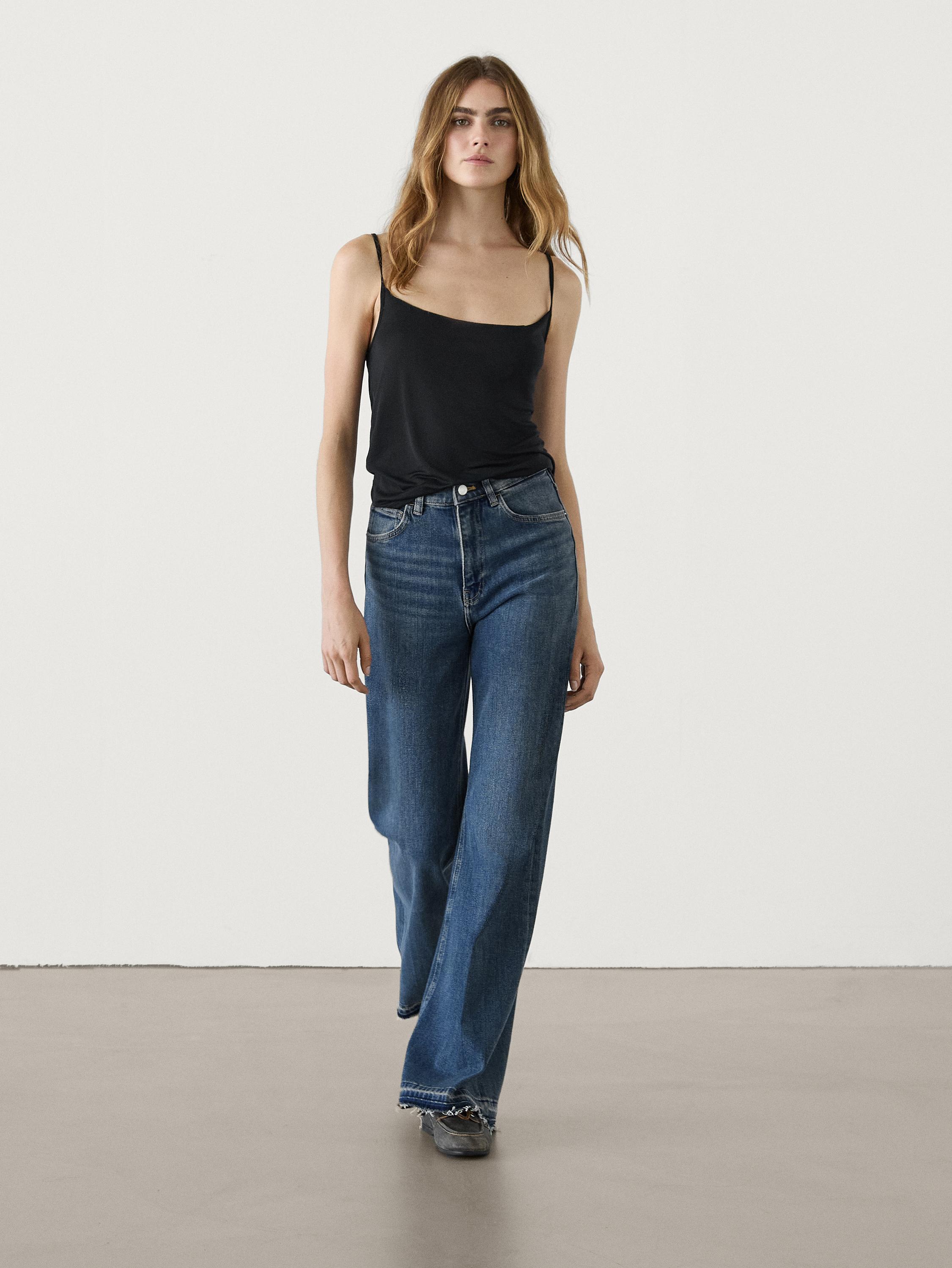 Flare-fit high-waist jeans · Light Blue, Charcoal · Dressy | Massimo Dutti