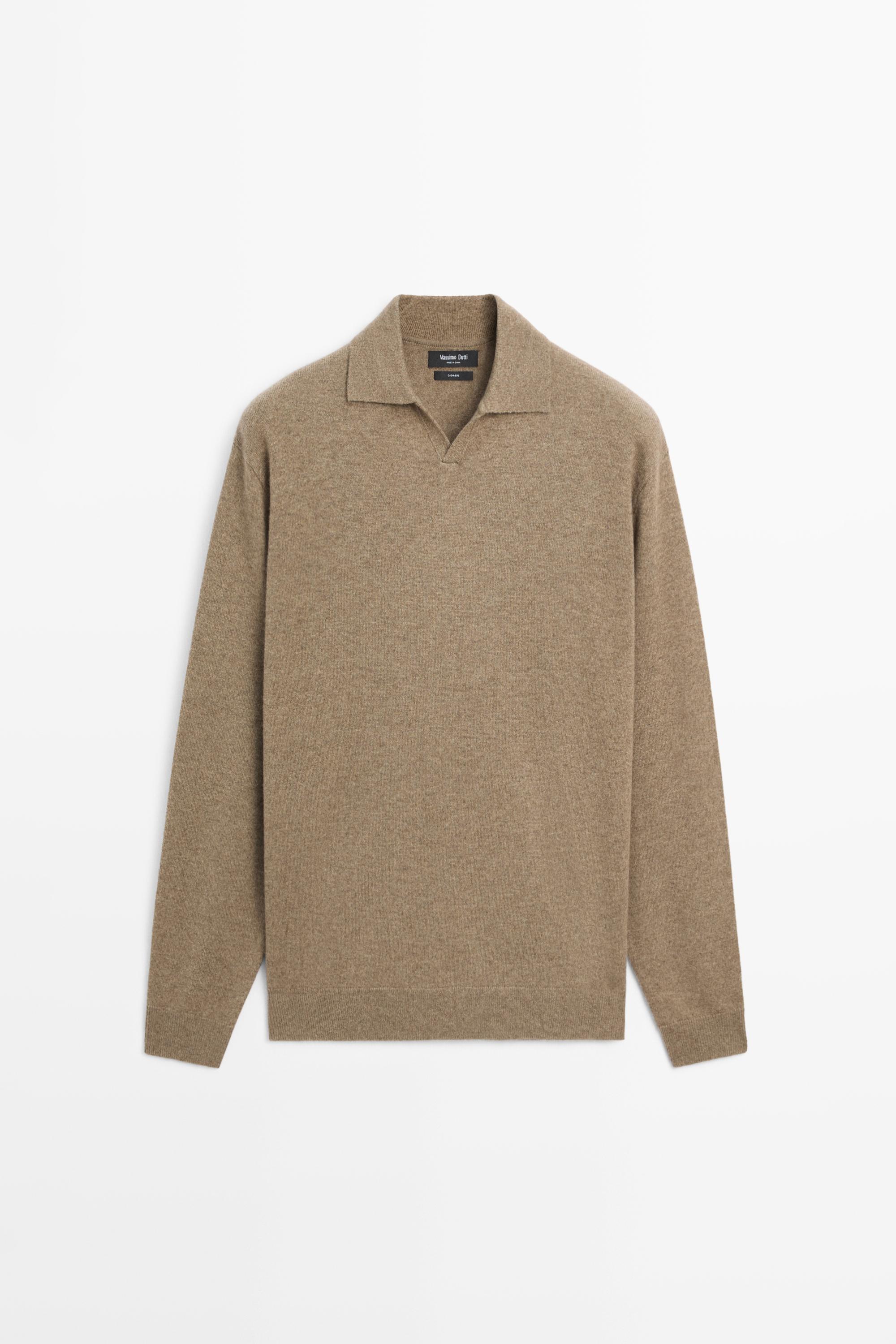 100% cashmere knit polo sweater