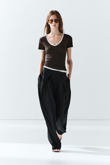 100% cotton double-layer short sleeve T-shirt — BROWN 1