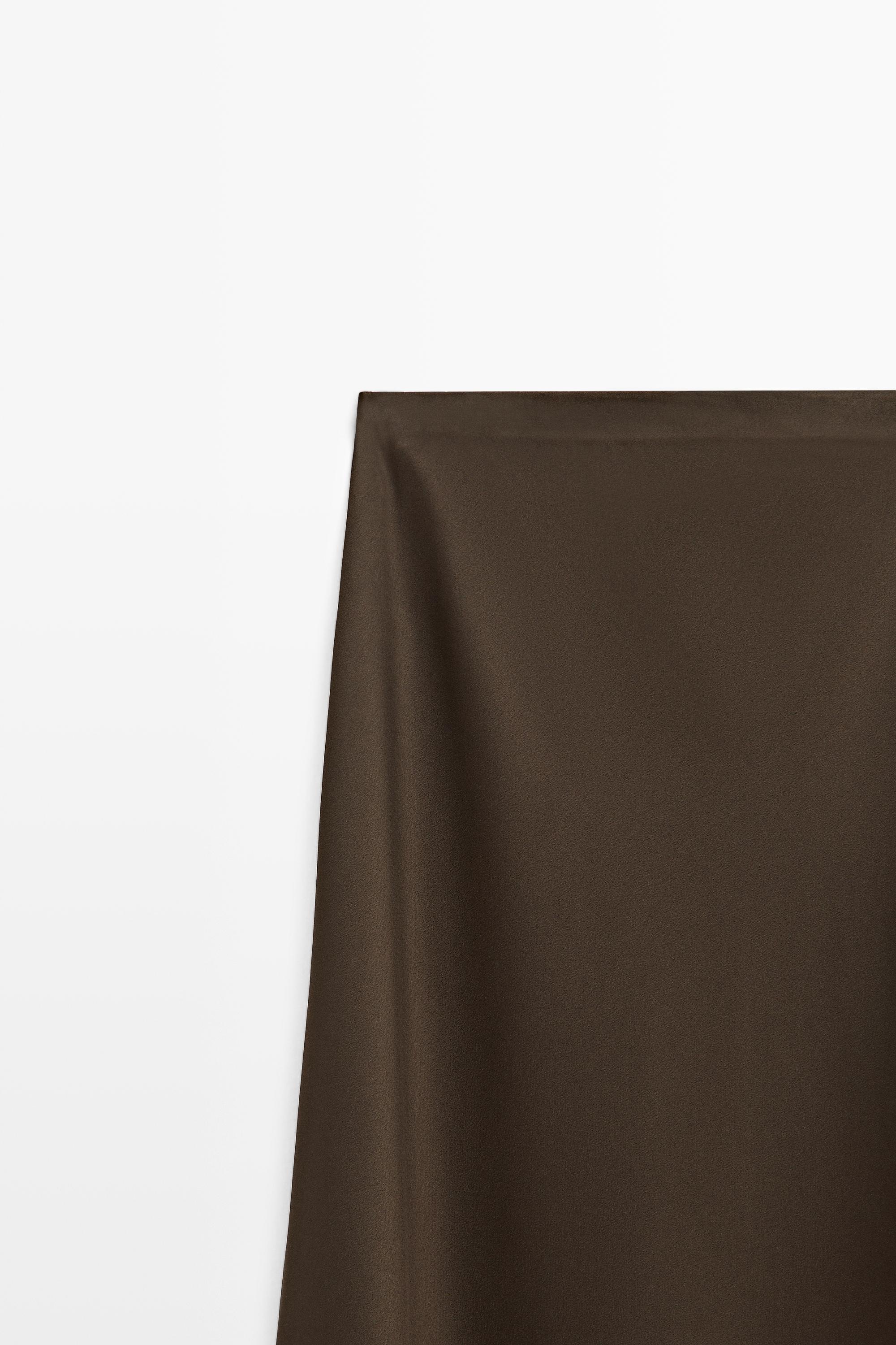 Flowing satin skirt — BROWN
