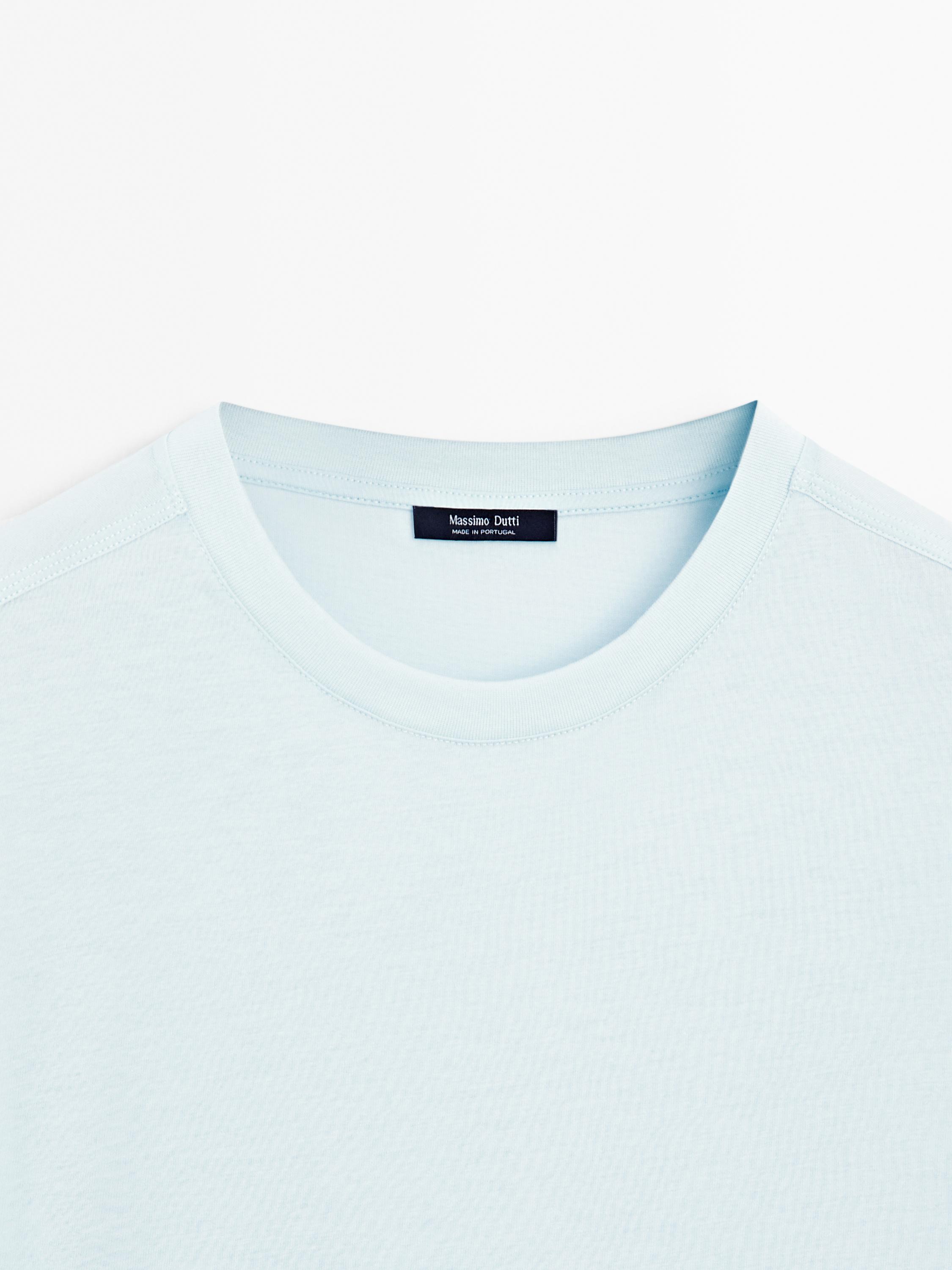 ★ Massimo Dutti★ sleeve seam detail t-shirt 06265200722 T-shirt with seam detail on the sleeve · White, Sky Blue