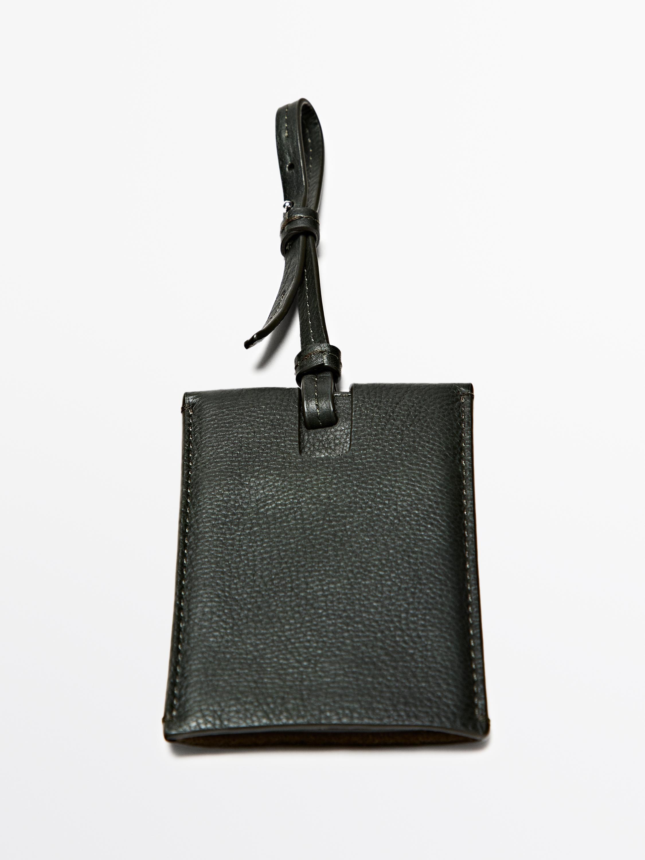 Nappa leather travel tag — GREEN