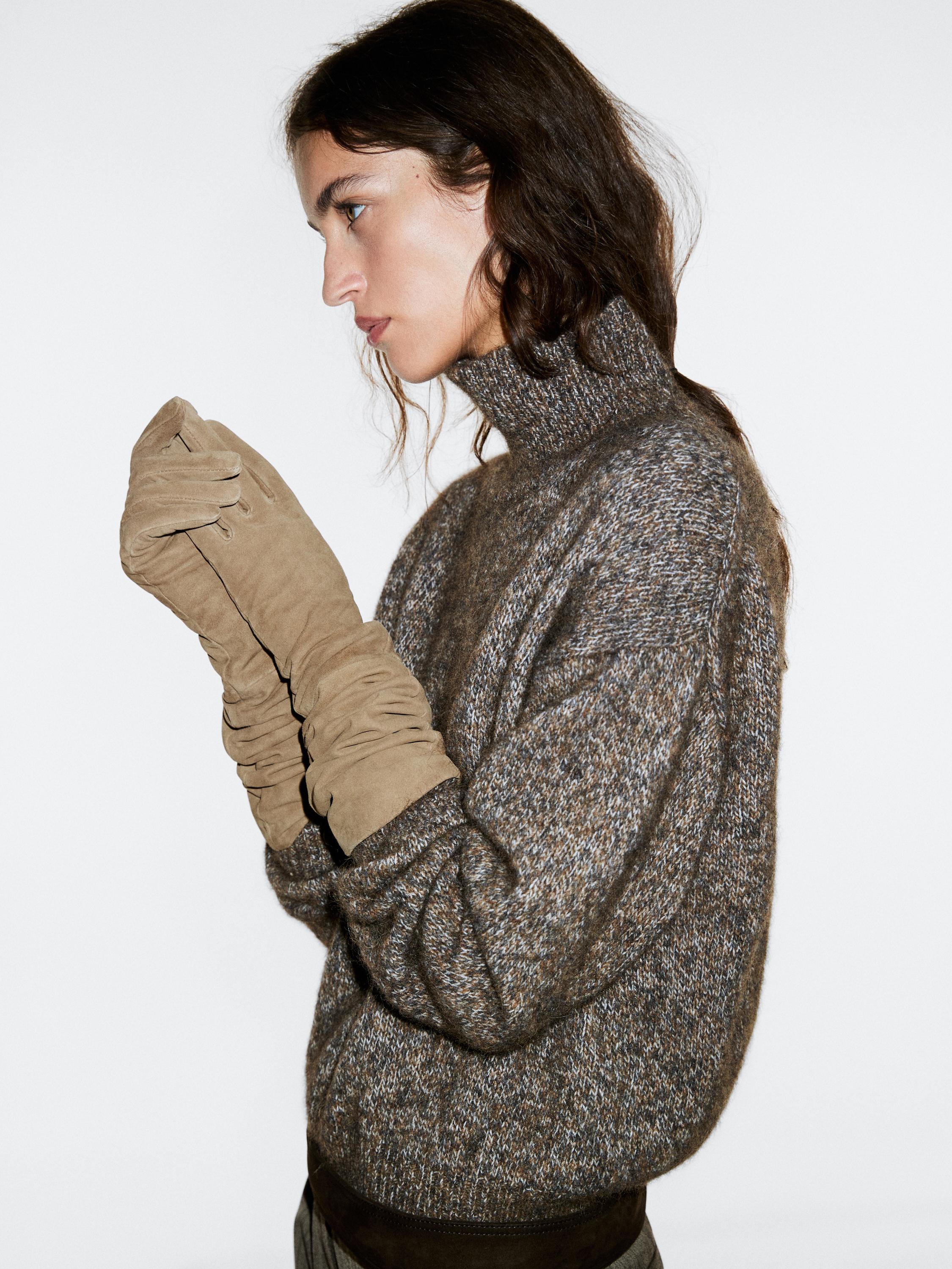 Long suede leather gloves