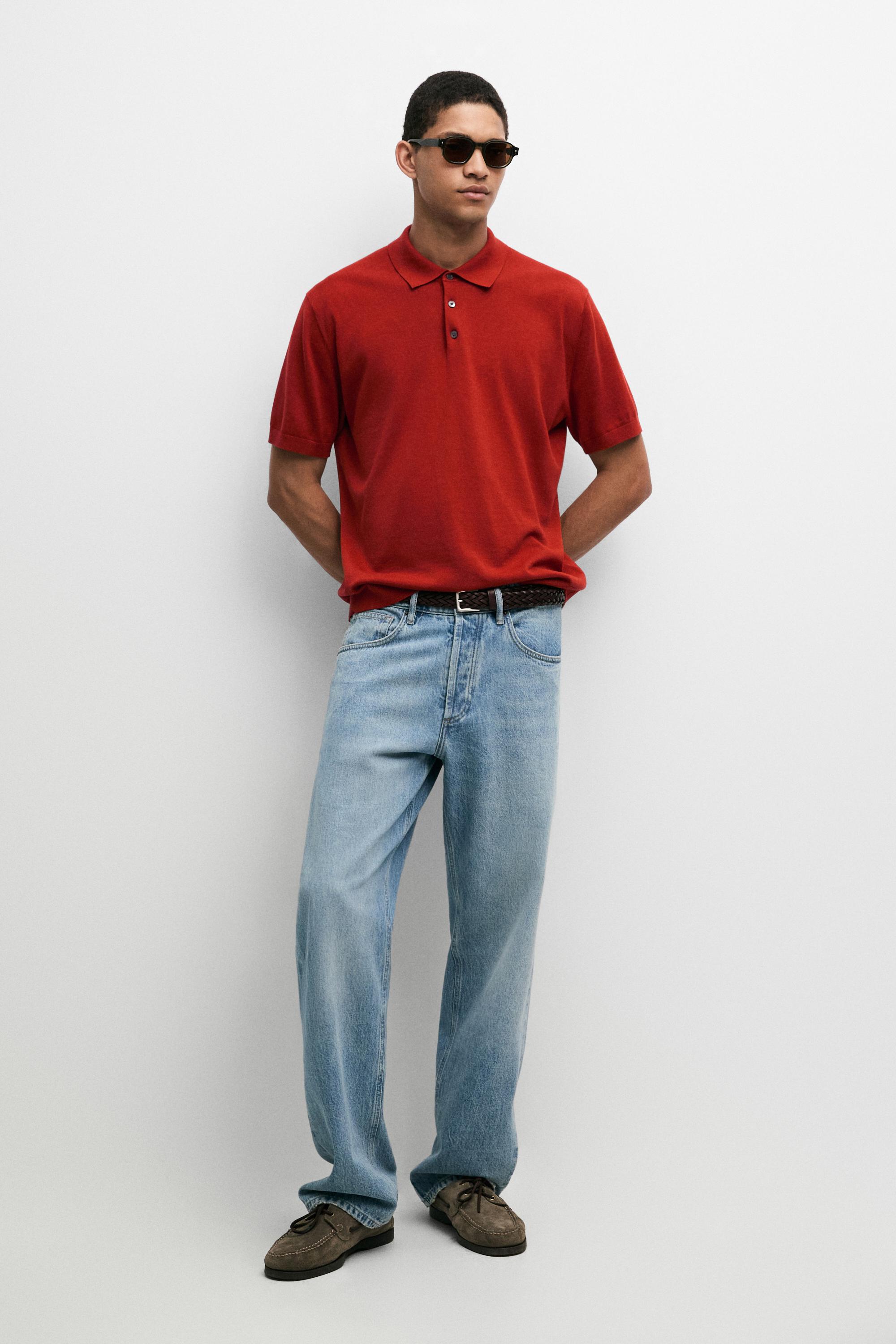 100% Cotton Knit Polo Shirt — RED