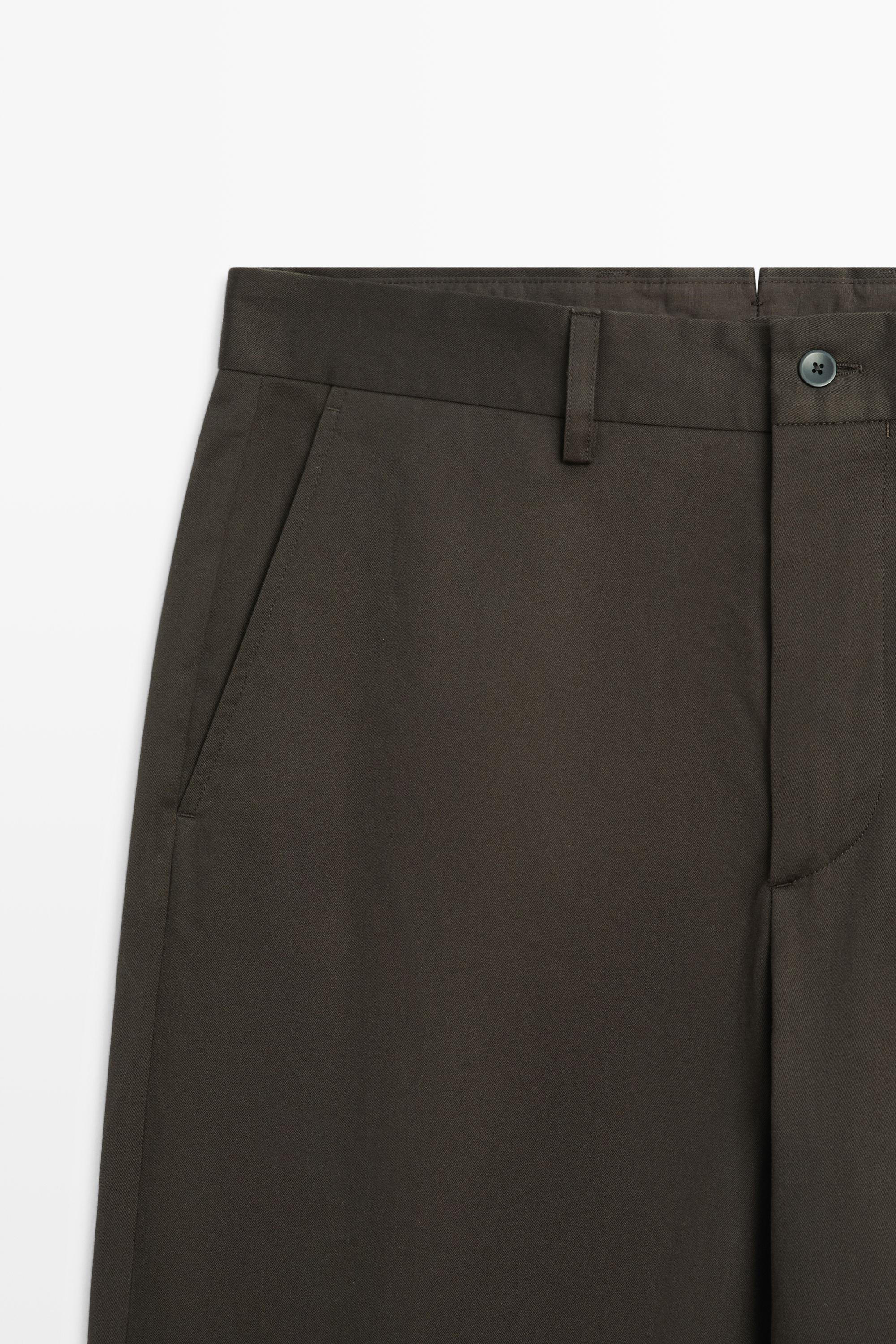 100% cotton wide-leg pants — BROWN