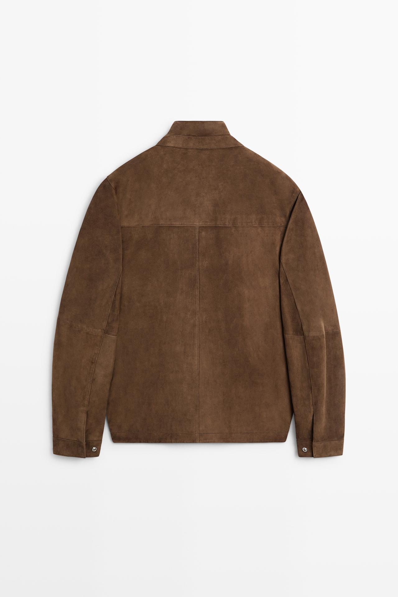 Suede leather pocket jacket — BROWN