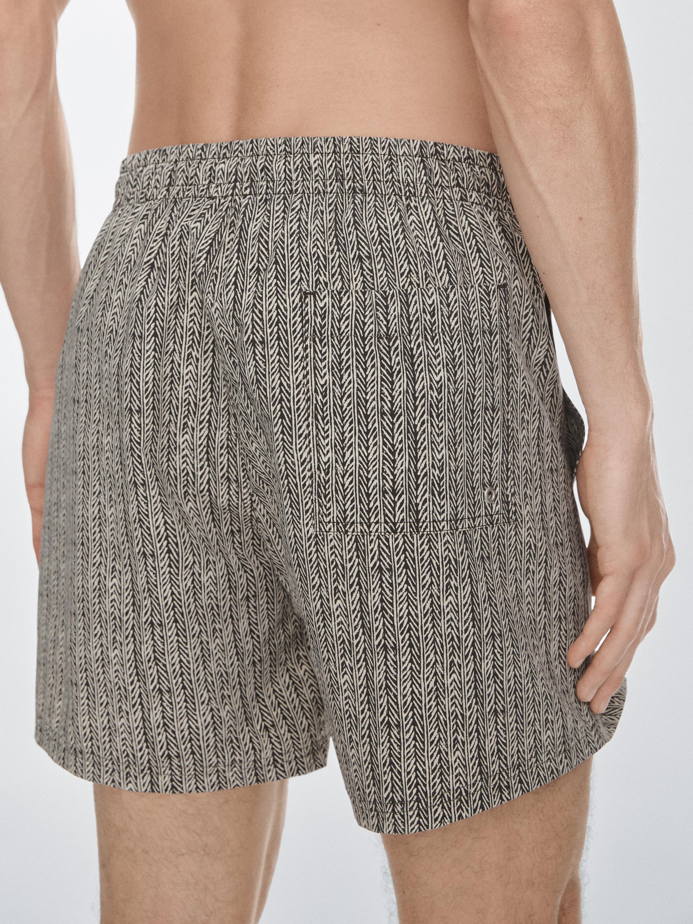 Herringbone print swimsuit — BROWN