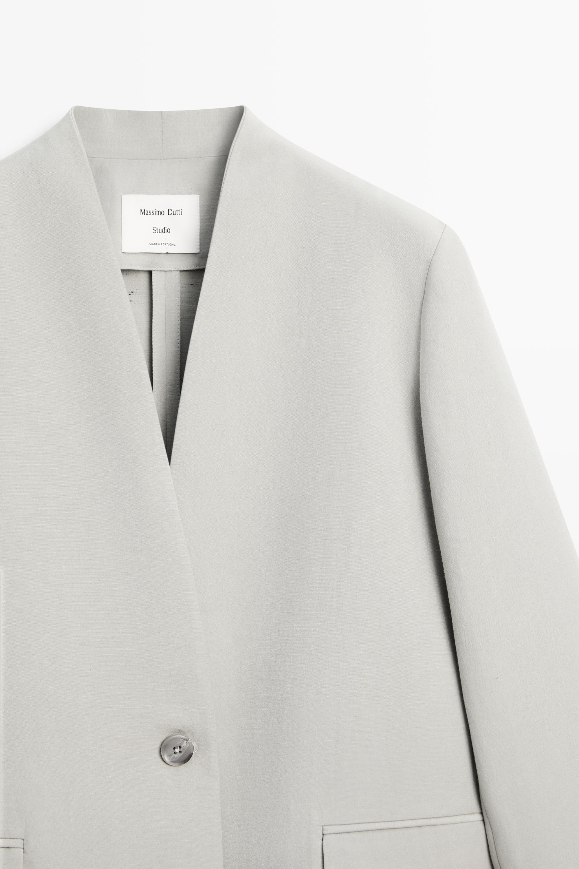 Suit blazer with button detail - STUDIO — GREY MARL