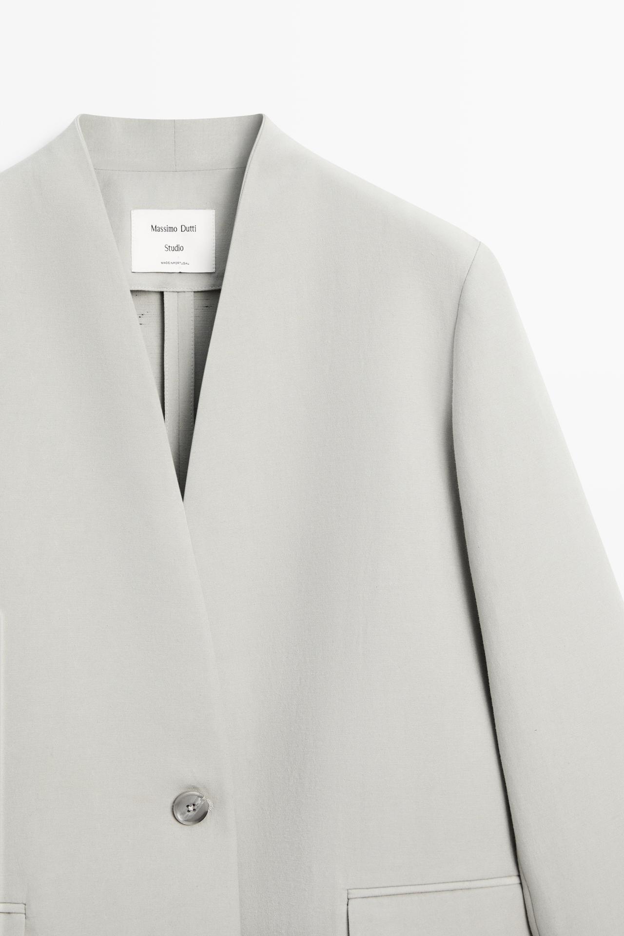 Suit blazer with button detail - STUDIO — GREY MARL