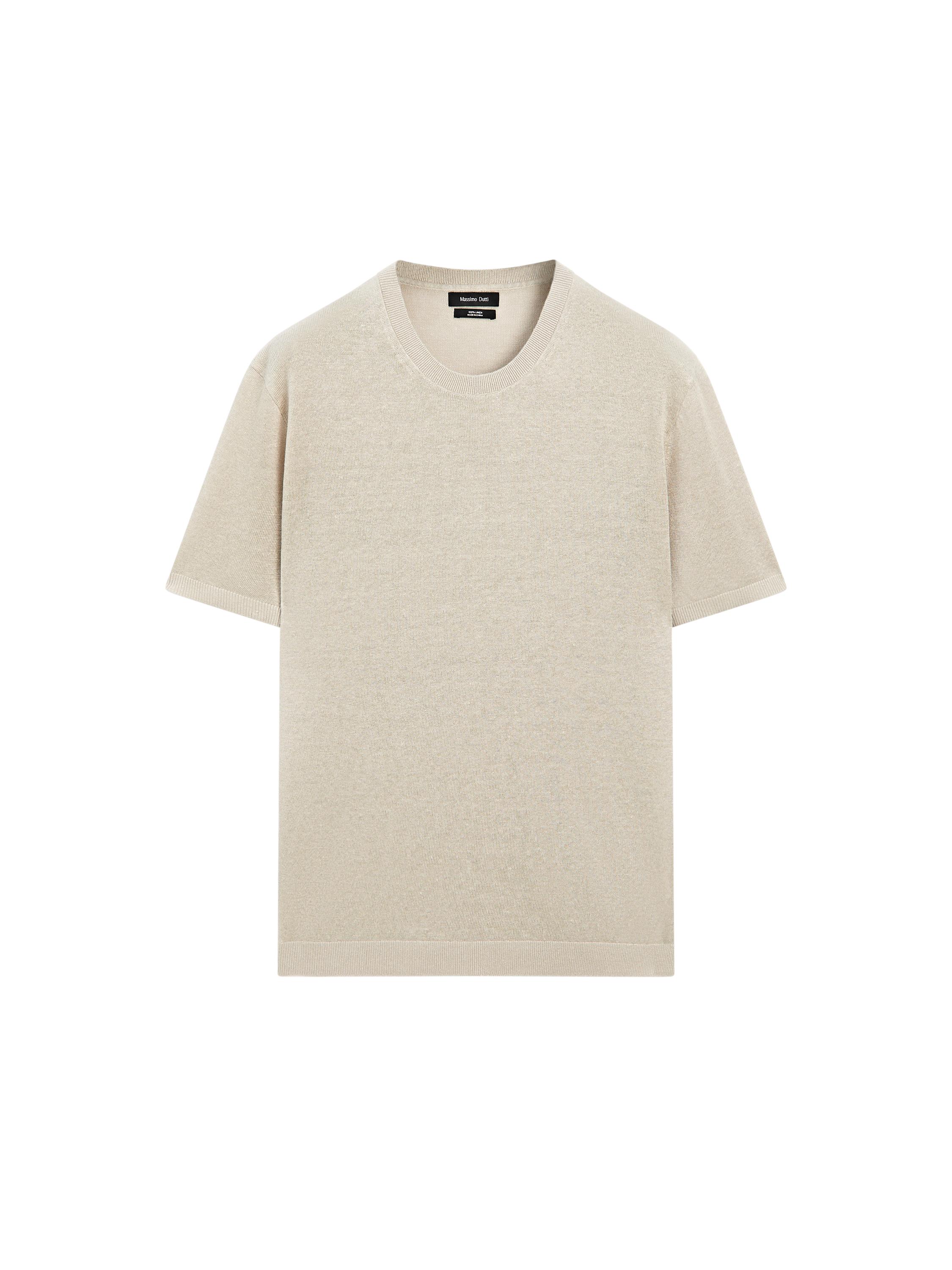 ★ Massimo Dutti★ Melange Cotton Linen T-Shirt 00508155812 Melange cotton and linen t-shirt · Grey Marl · Circular