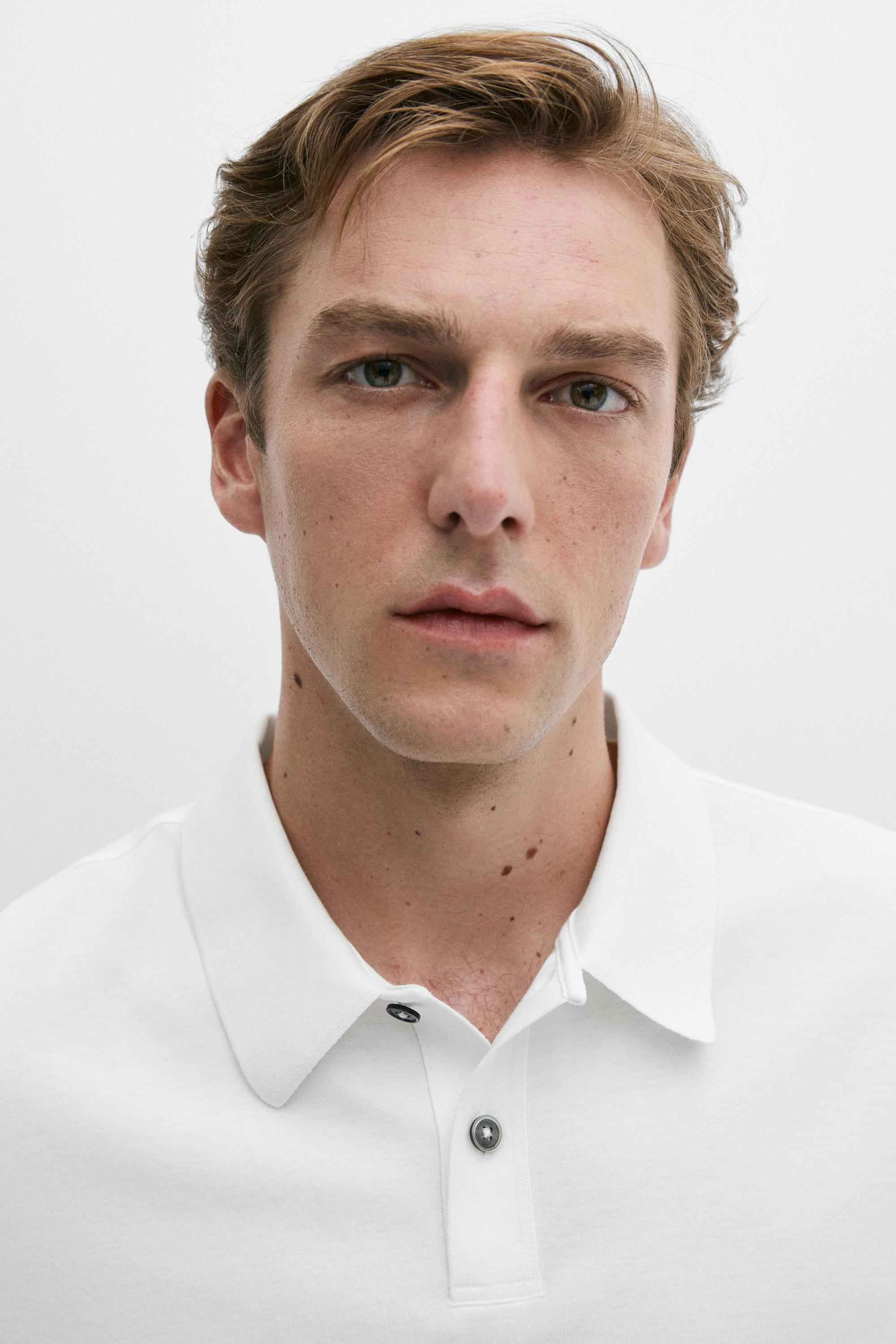 100% cotton short sleeve polo shirt — WHITE