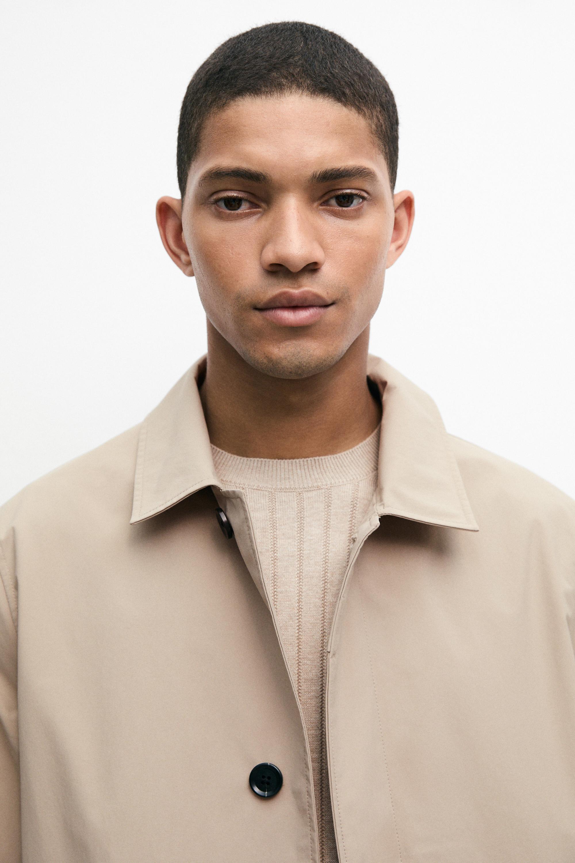 Lightweight long trench coat — PALE SAND