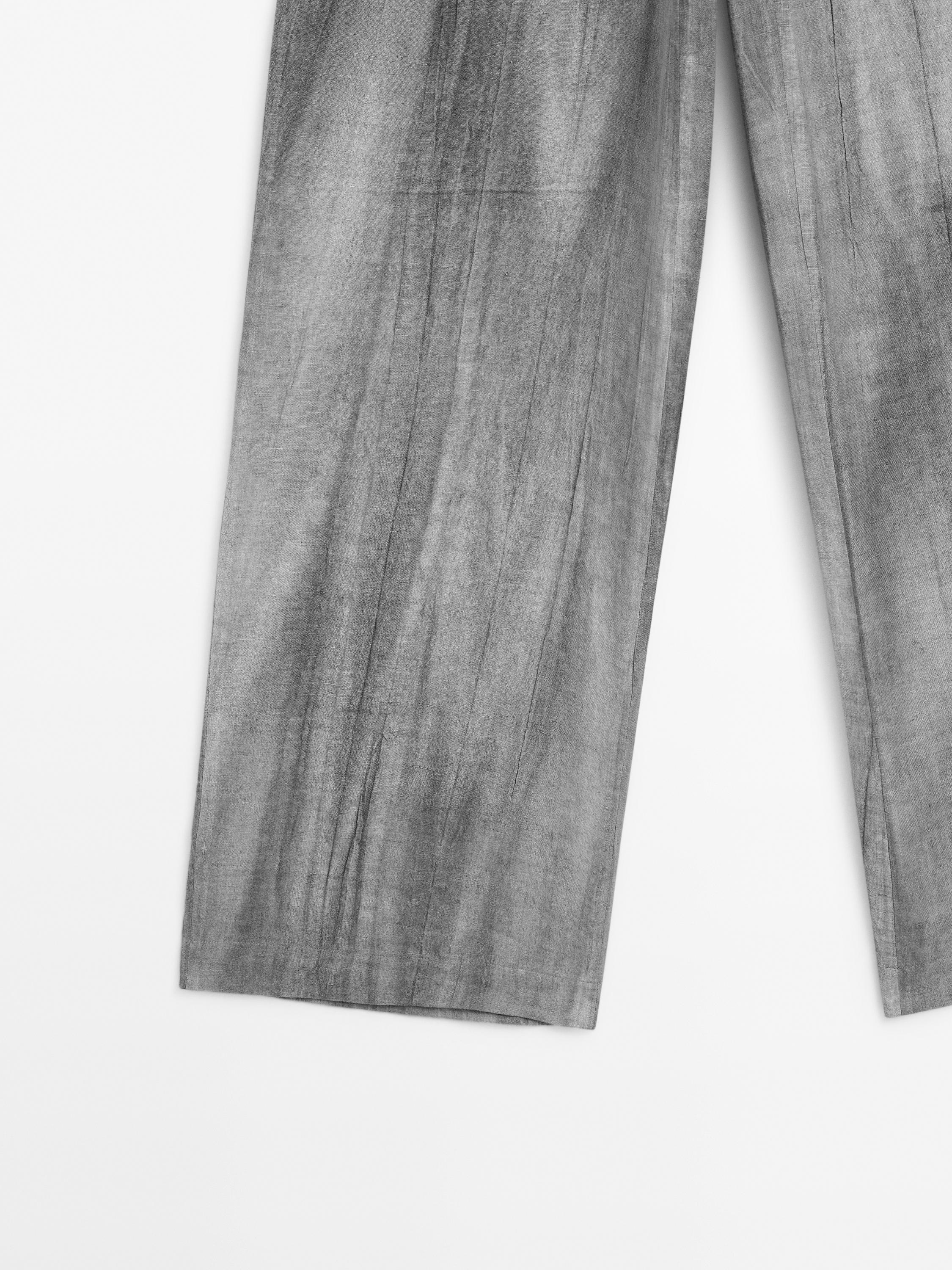 Pleated trousers 100% linen