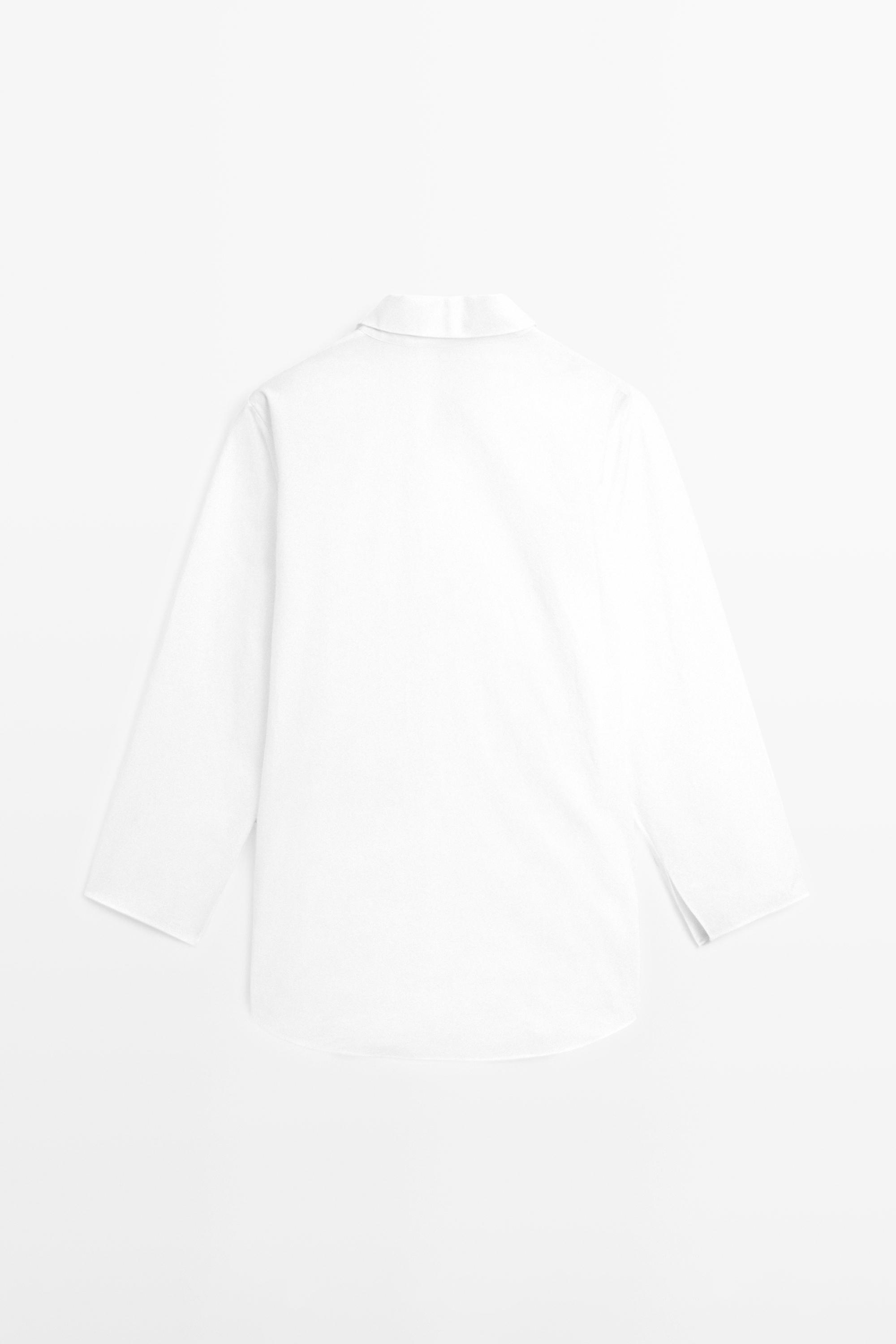 100% cotton shirt with gathered detail - STUDIO — WHITE