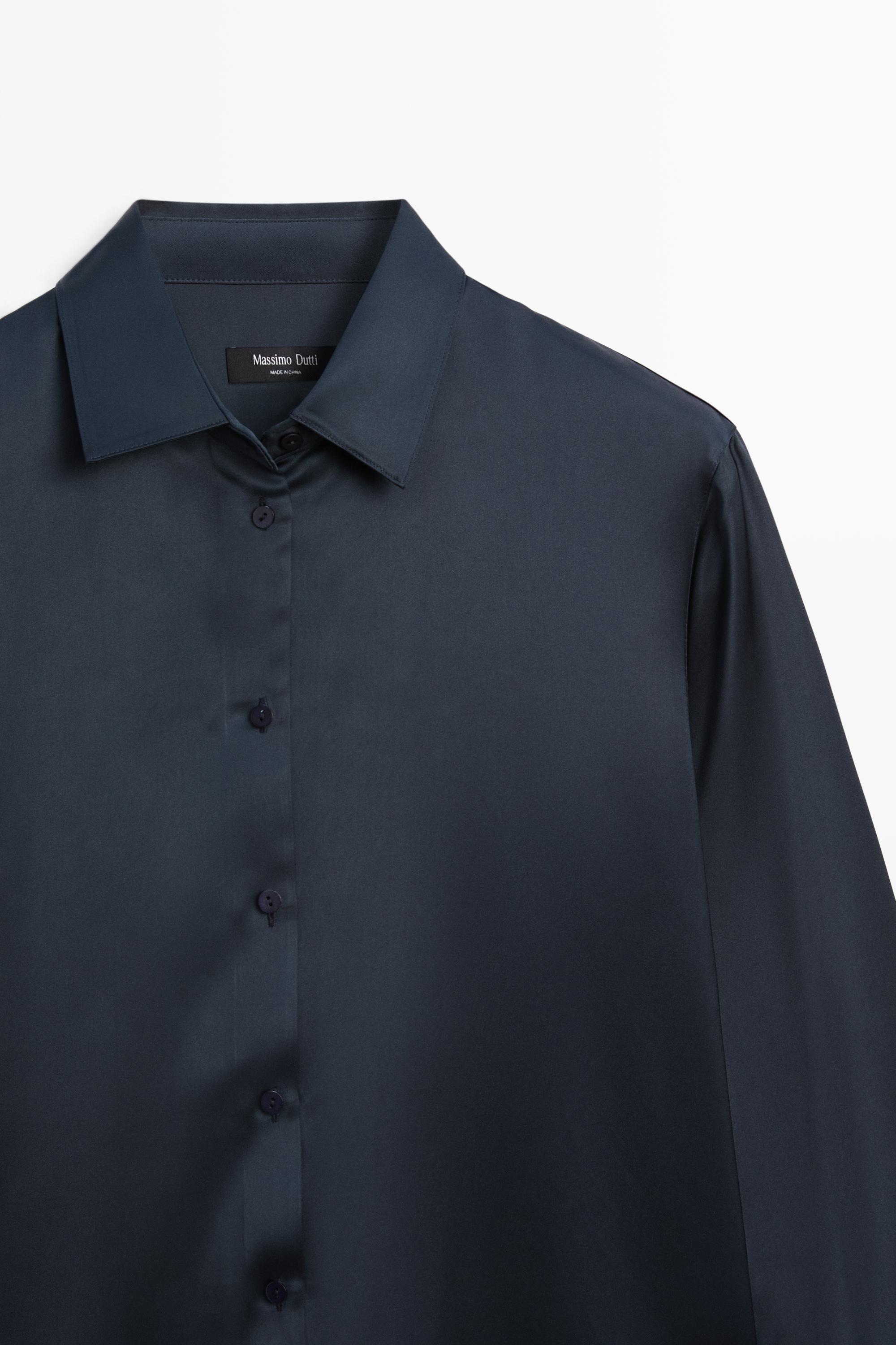 Flowing satin shirt — NAVY BLUE
