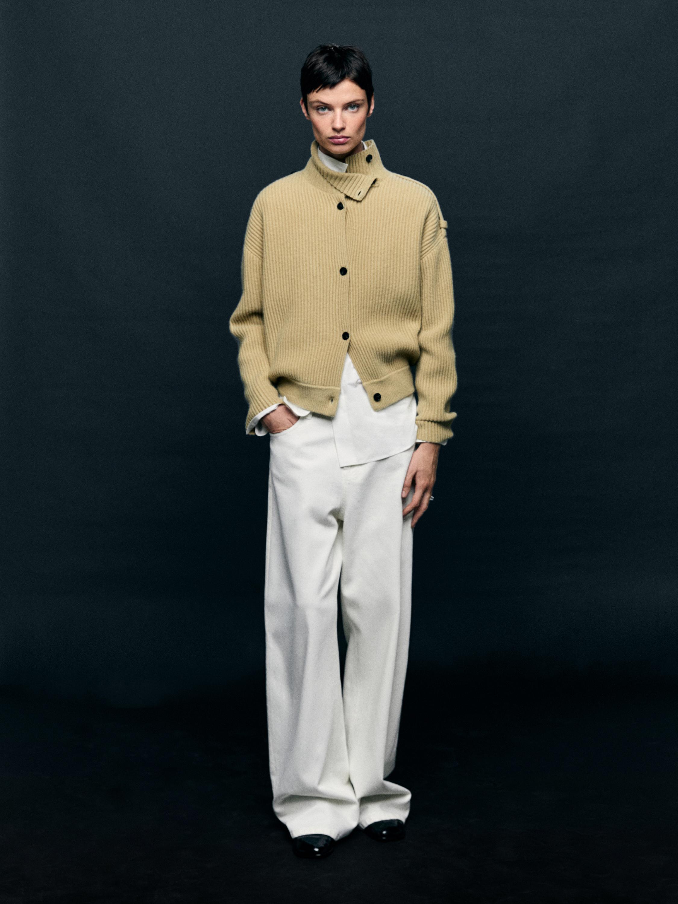 100% wool turtleneck cardigan