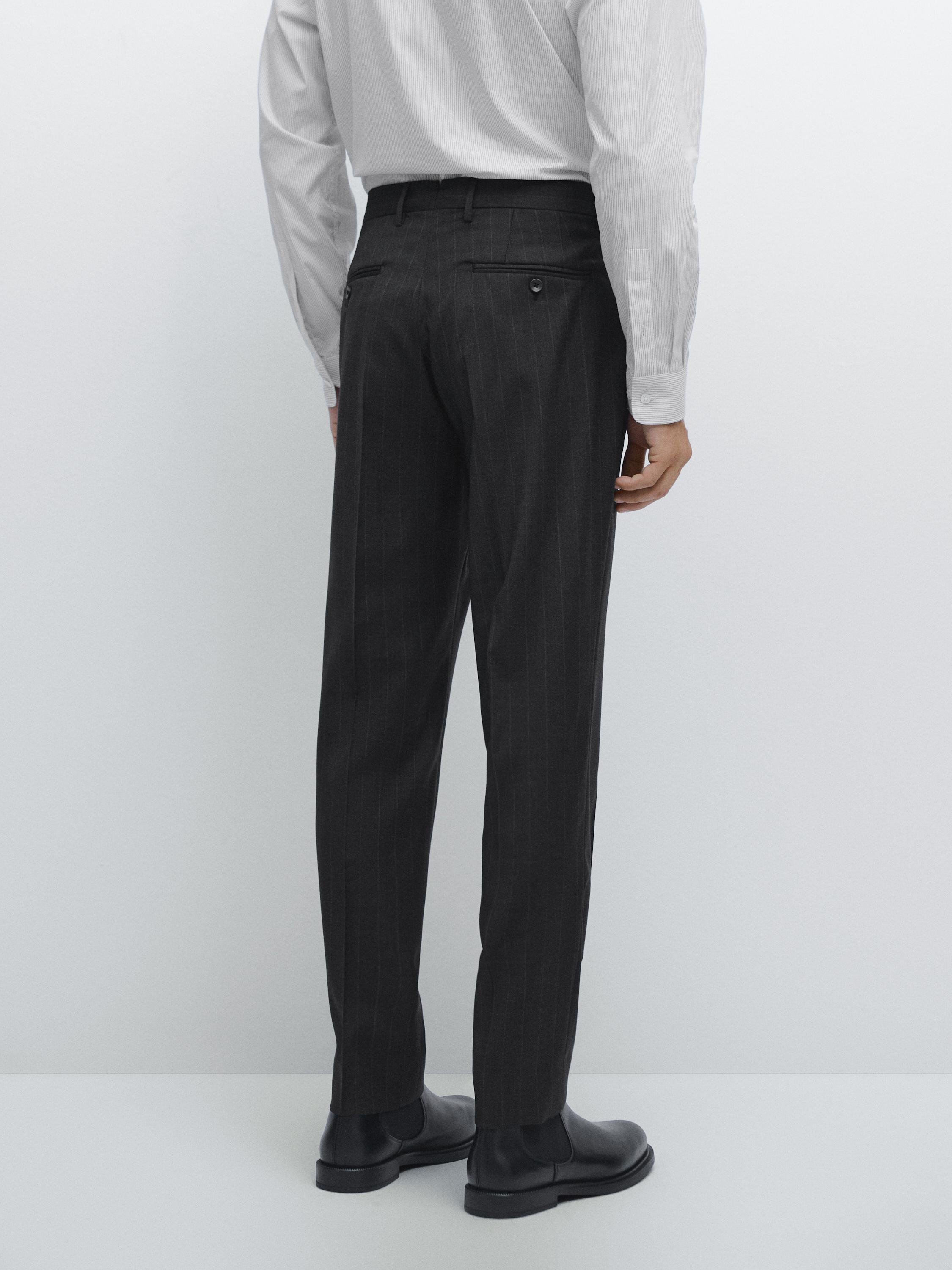 Pinstriped suit trousers