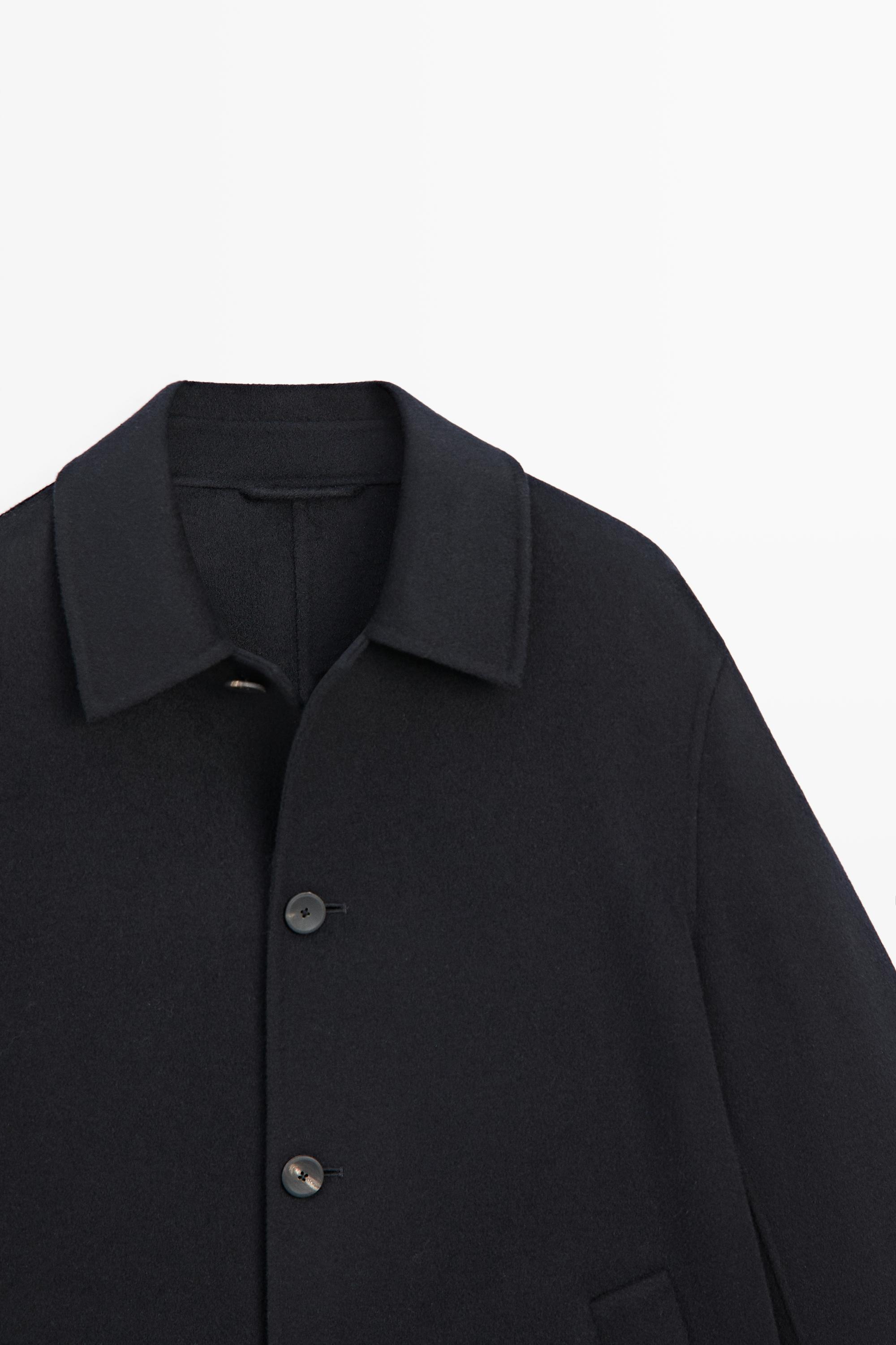 Massimo Dutti Çift kumaşlı yün uzun kaban görsel 6