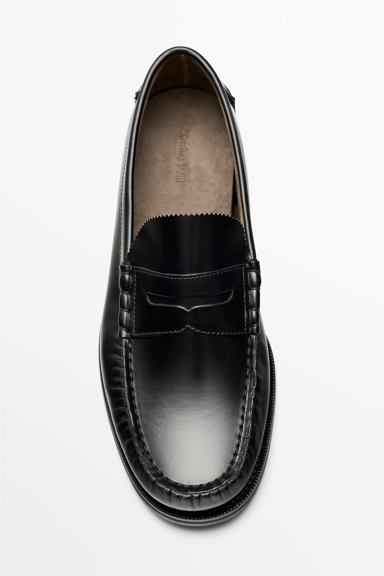 Leather penny loafer — BLACK