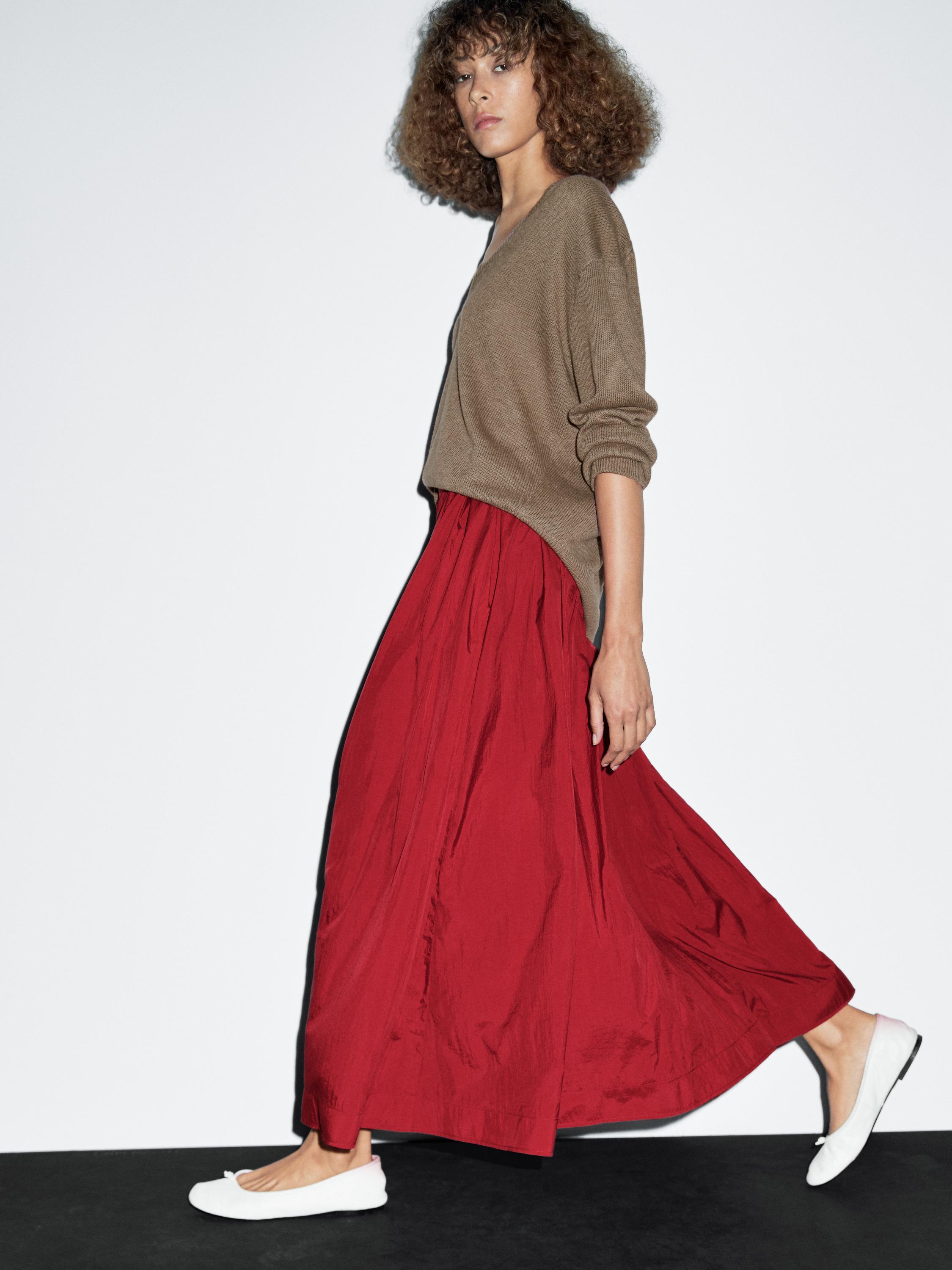 Long technical box pleat skirt