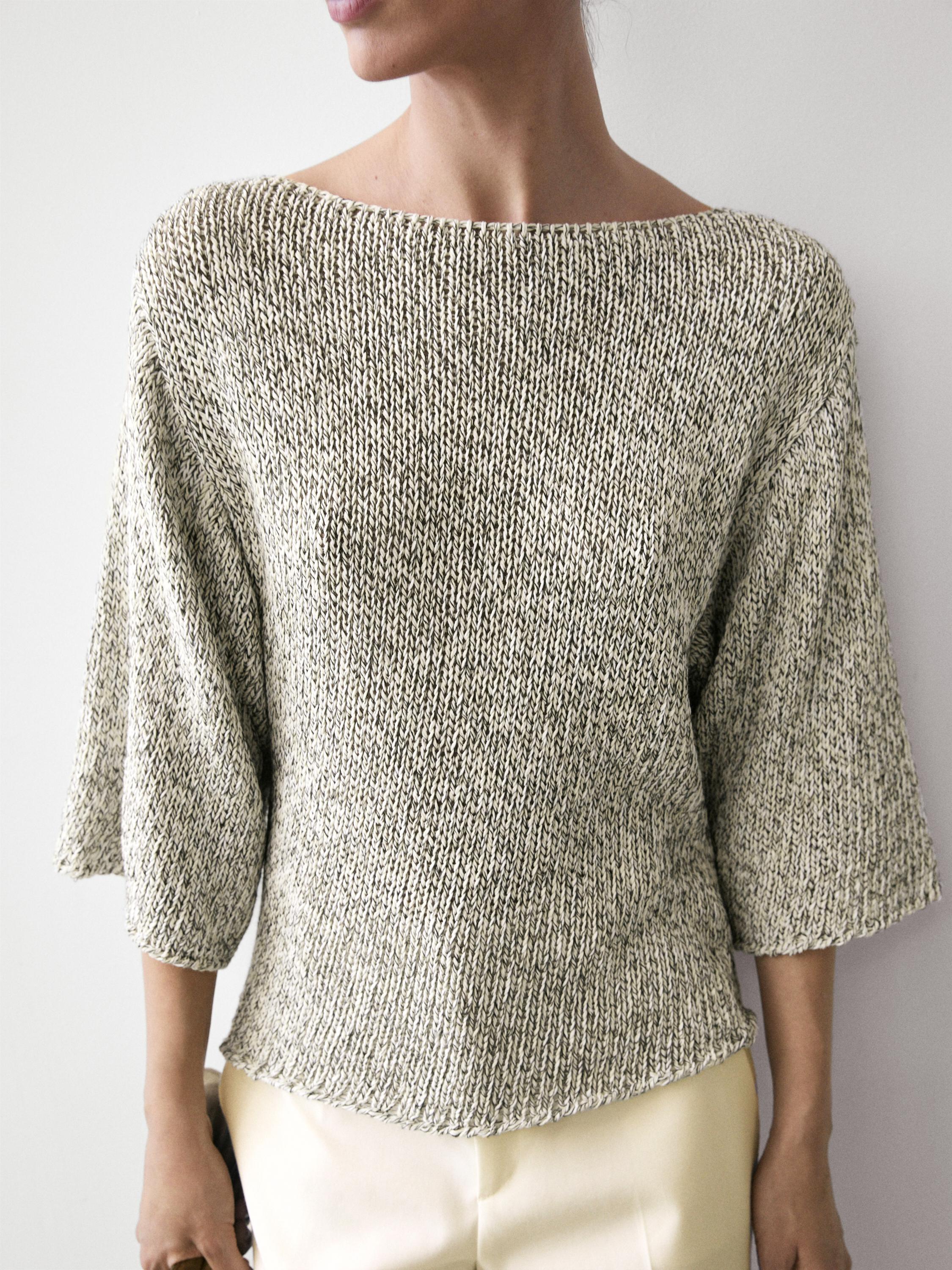 100% cotton knit cape sweater — PALE GREY