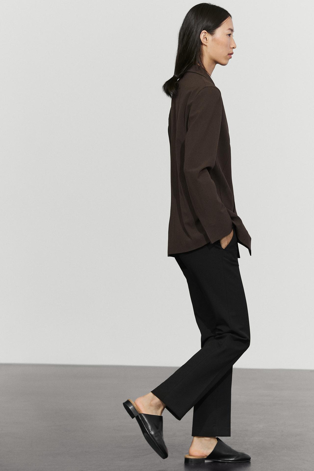 Fluid wool-blend blazer — BROWN