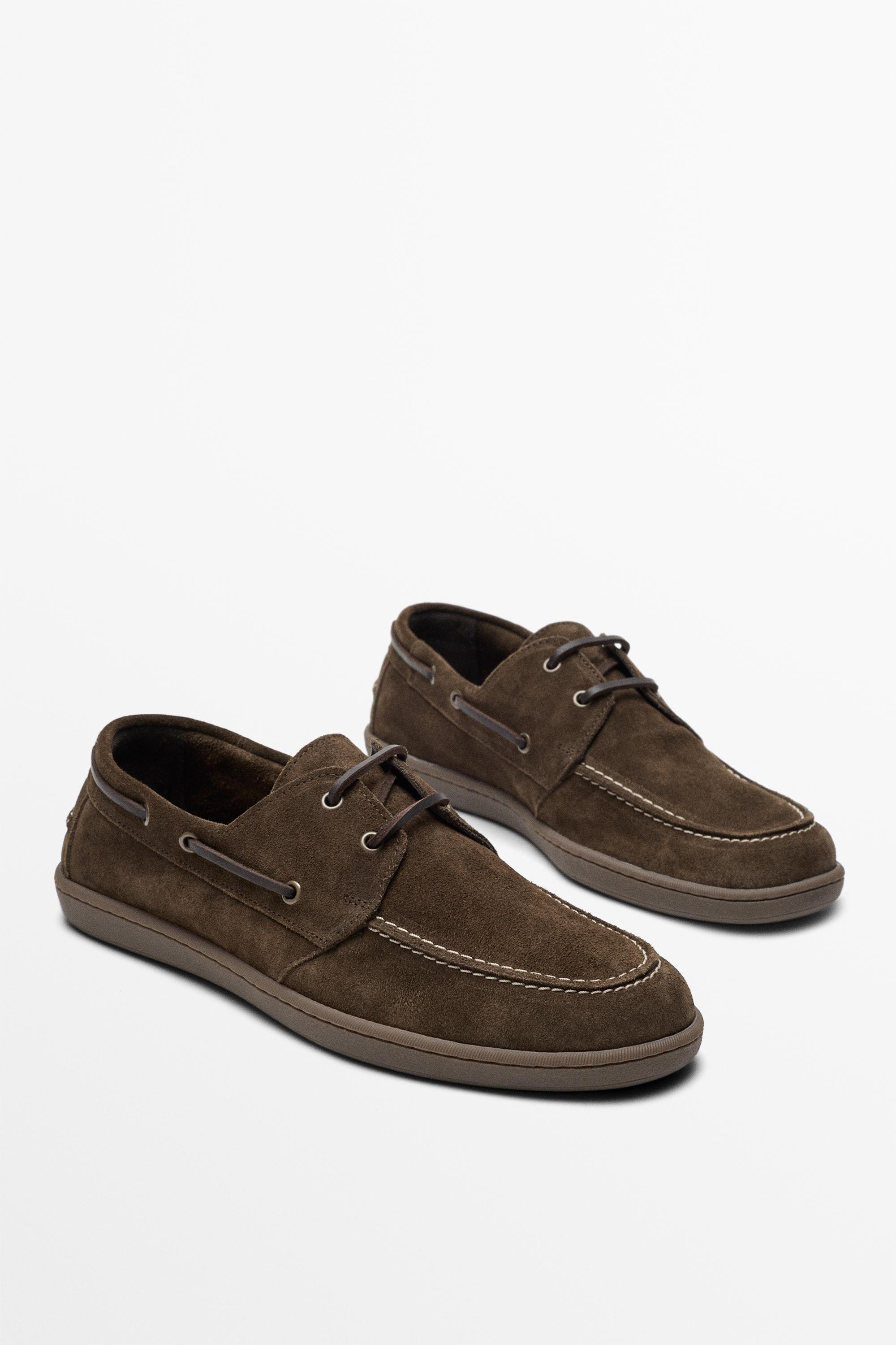 Soft leather boat shoe — BROWN
